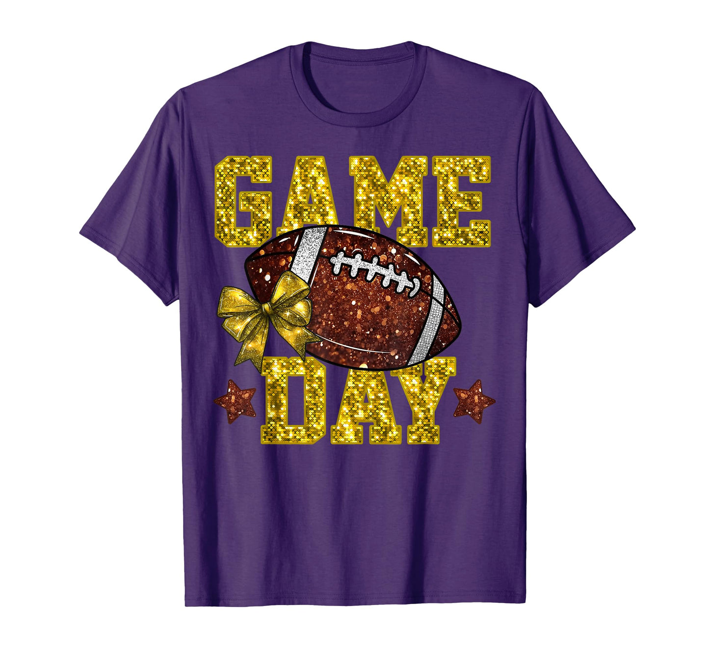 Game Day Football Yellow Coquette Bow Team Spirit Touchdown T-Shirt