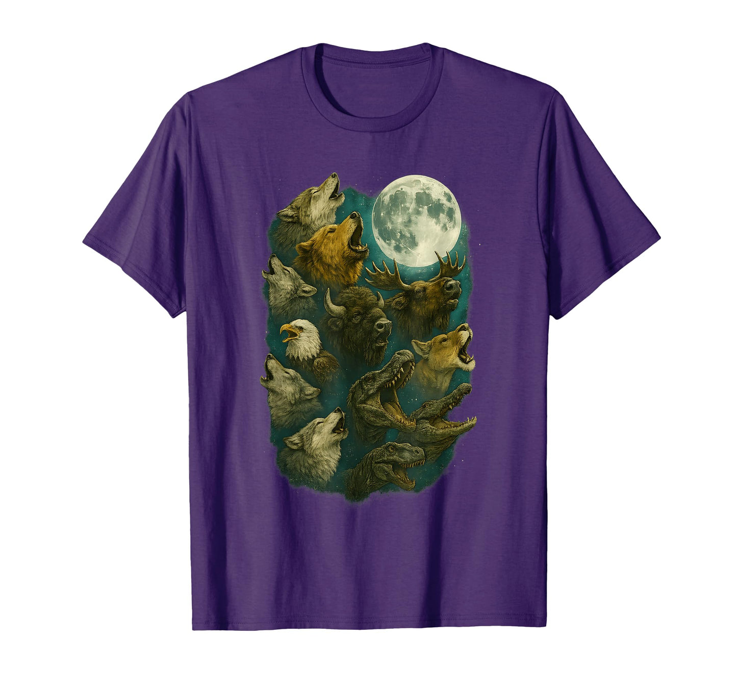 Wild Animals Howling at Moon Cursed Art Funny Meme T-Shirt