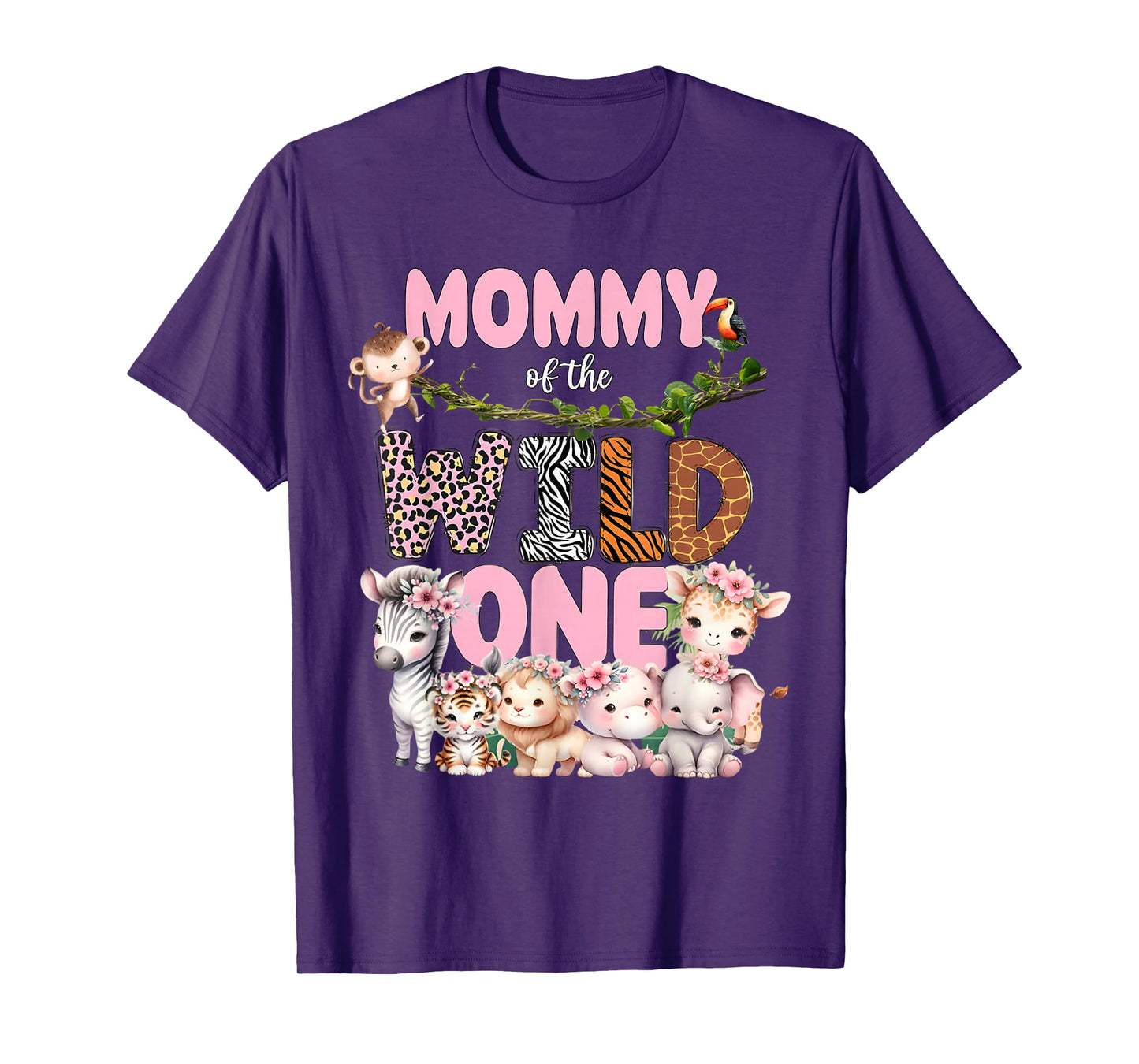 Mommy of The Wild One 1st Birthday Girl Kid Safari Jungle T-Shirt
