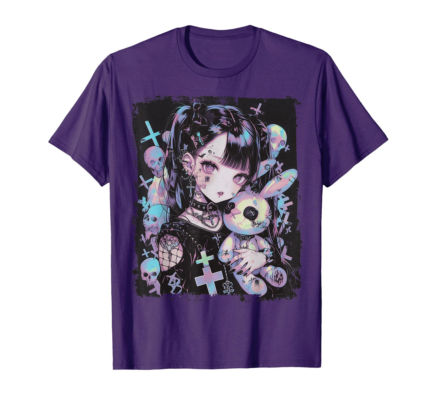 Anime Girl Goth Bunny Cute E-Girl Gothic Outfit Grunge T-Shirt