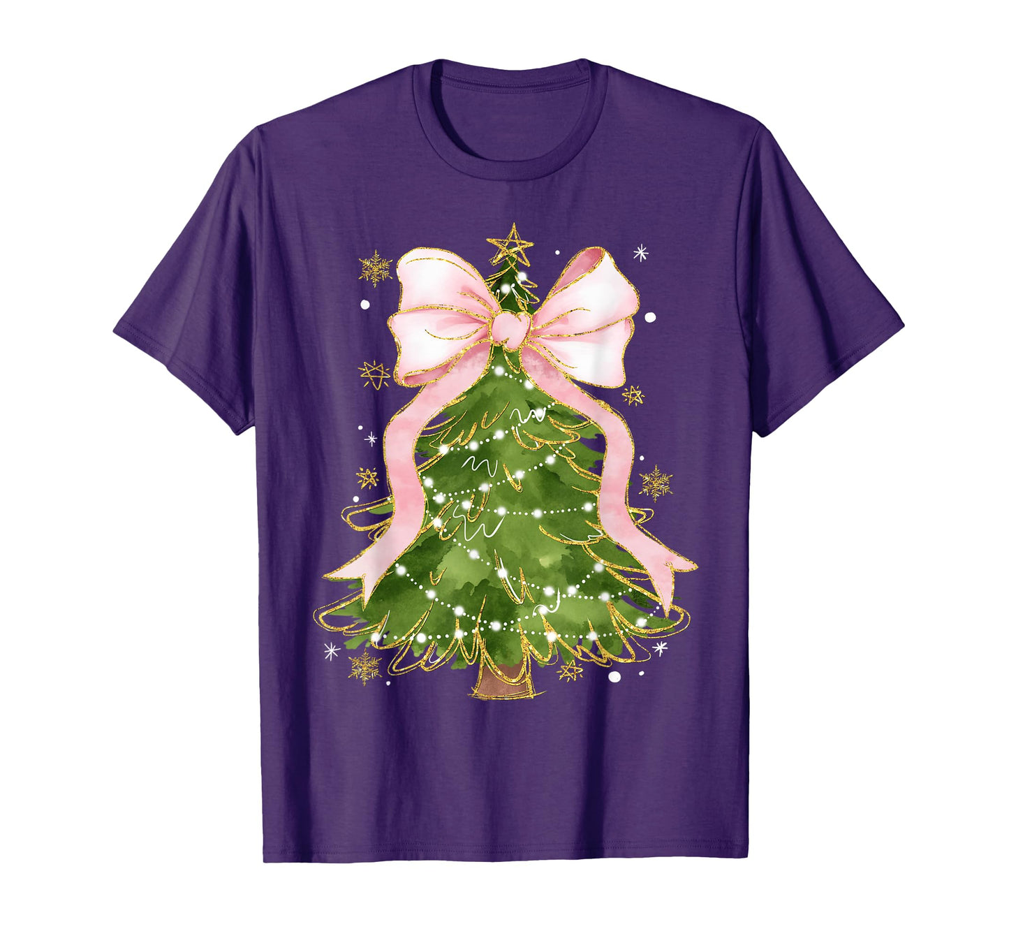 Coquette Bow Christmas Tree Xmas Holiday Girly Outfit Women T-Shirt