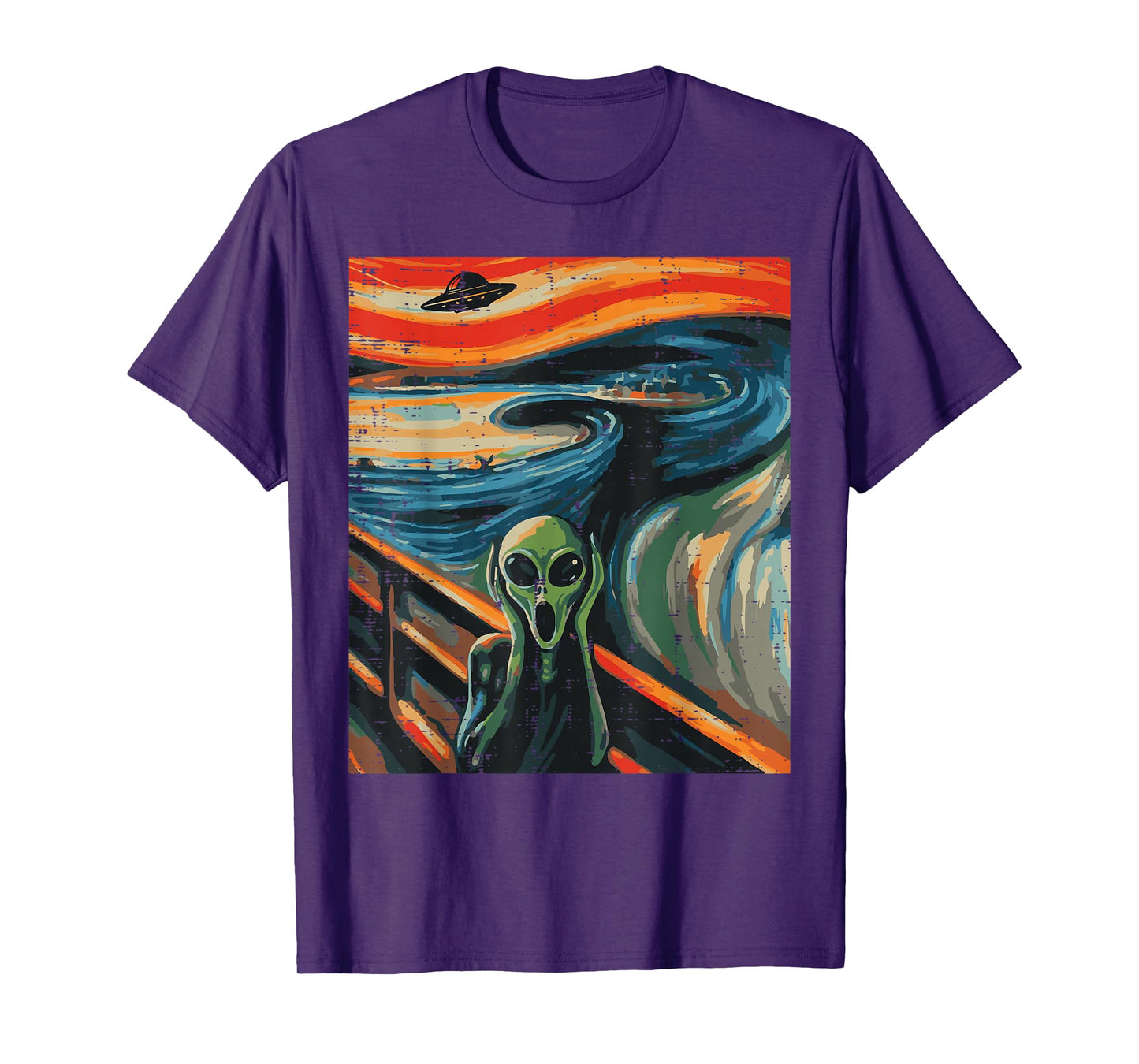 Alien Scream Painting Funny UFO Space Art Women Men Kids T-Shirt