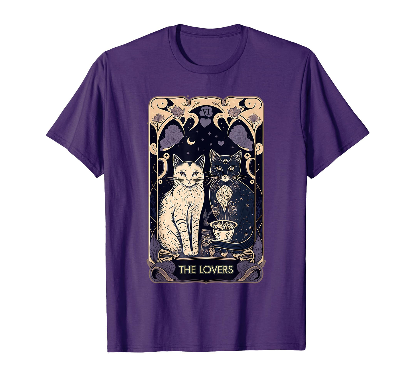 Cute Cat The Lovers Tarot Card Cat Tarot Card Graphic T-Shirt