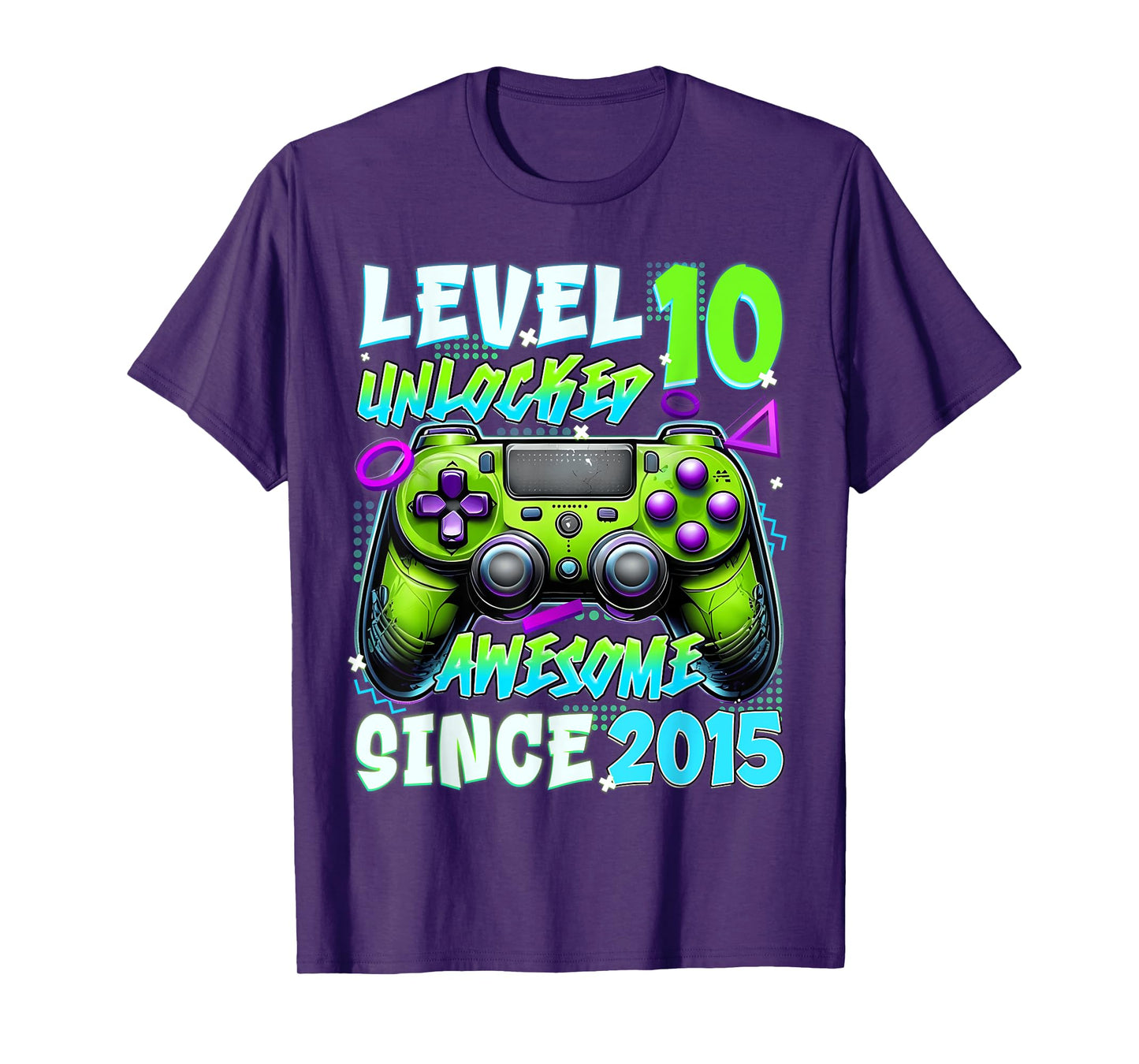 10th Birthday Game Level 10 Unlocked Awesome Since 2015 T-Shirt