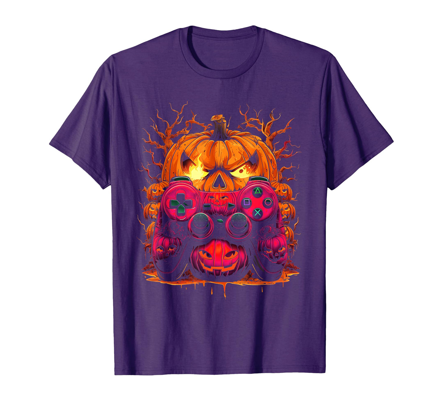 Pumpkin Controller Halloween Gamer Video Gamer Kids Boys T-Shirt