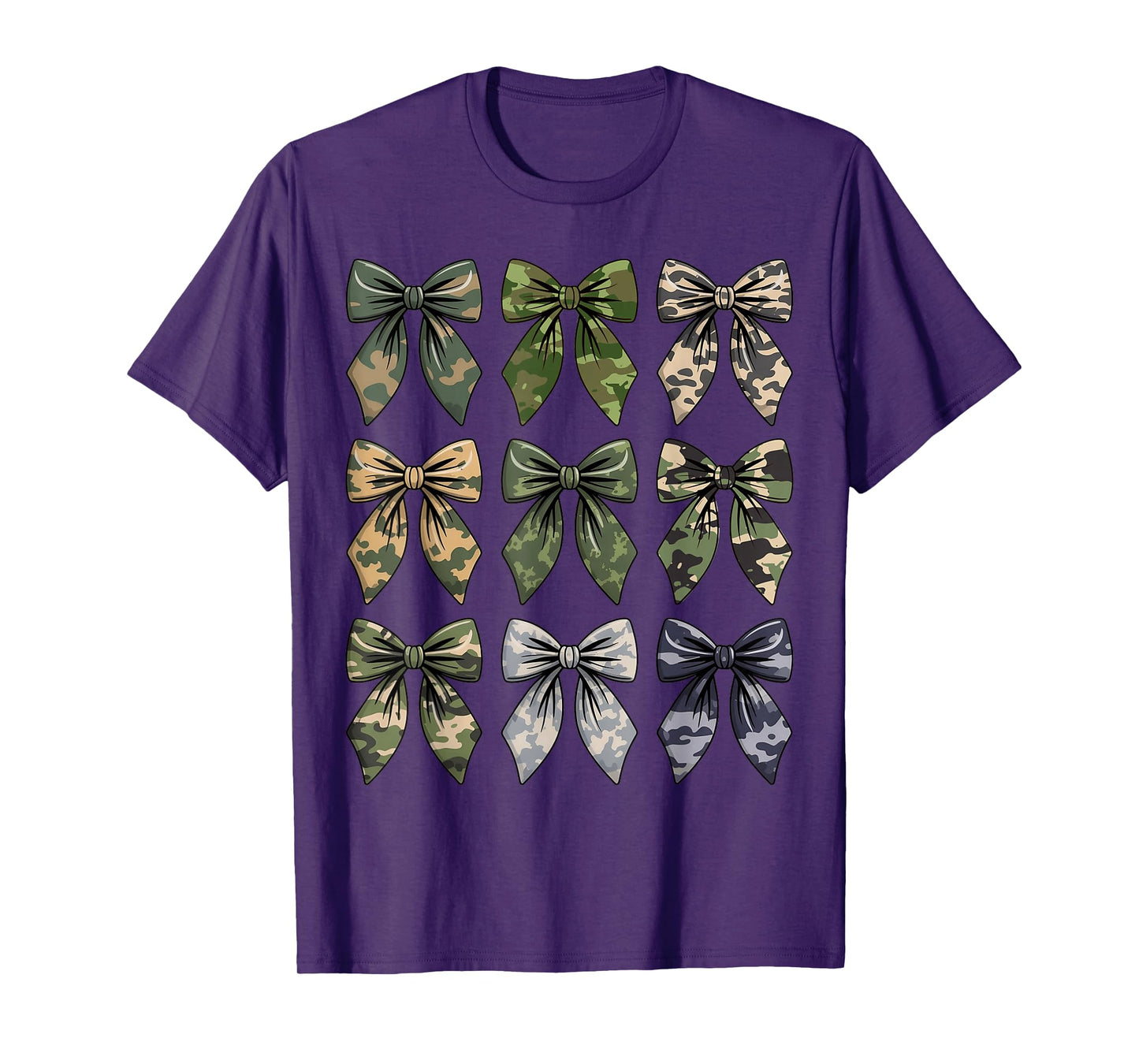 Camouflage Bow Women Girls Teens Coquette Bow Camo Hunting T-Shirt