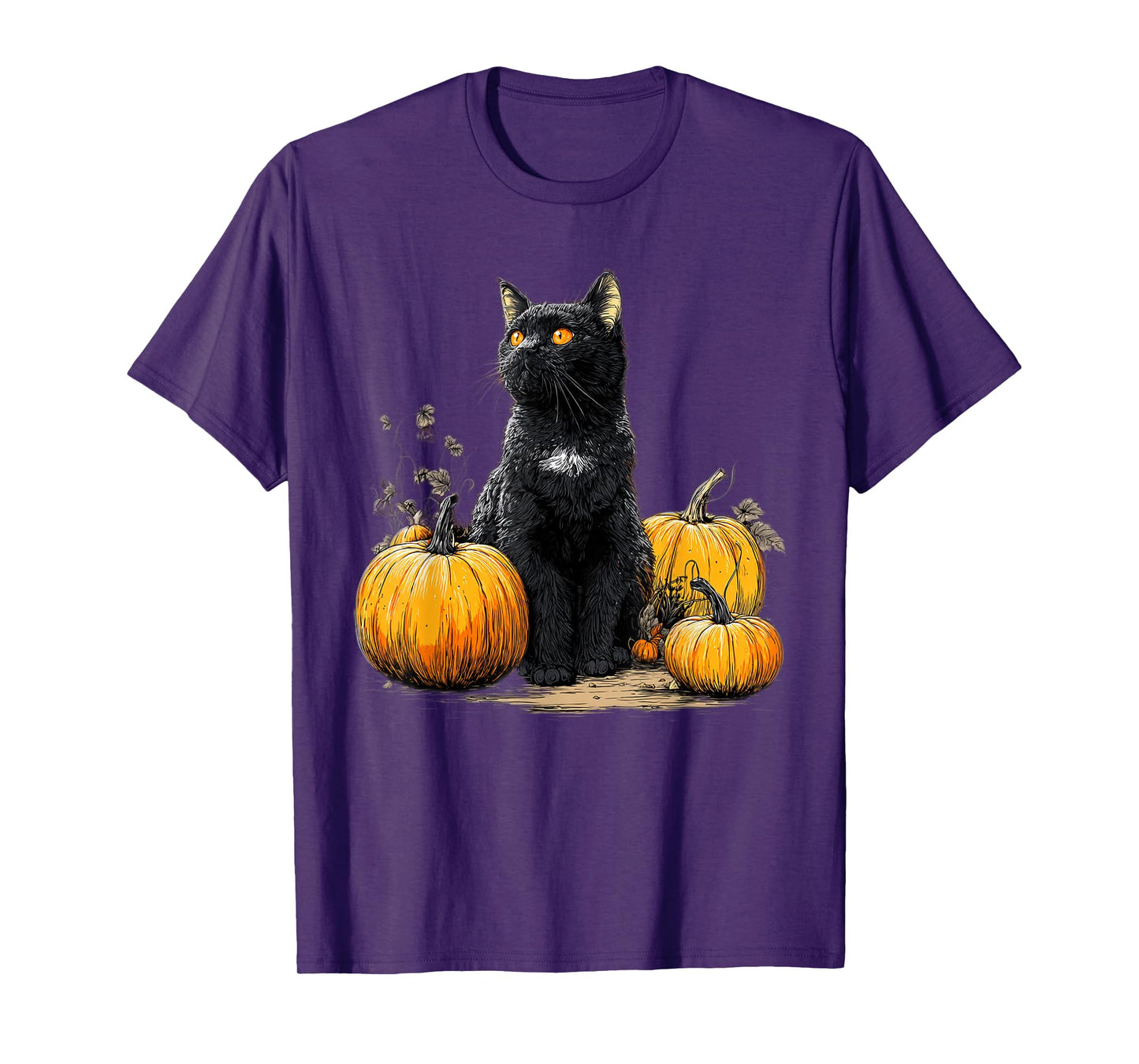 Black Cat Funny Halloween Pumpkin Cat Lover Cat Mom Dad T-Shirt