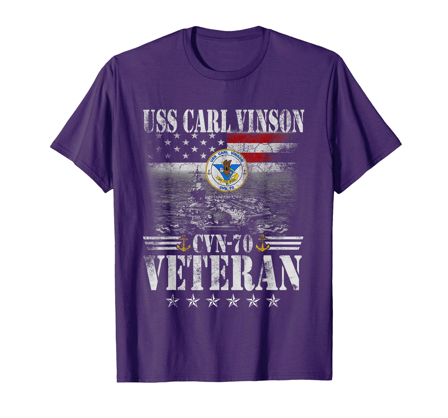 USS Carl Vinson CVN-70 Aircraft Carrier USA Flag Veteran Men T-Shirt