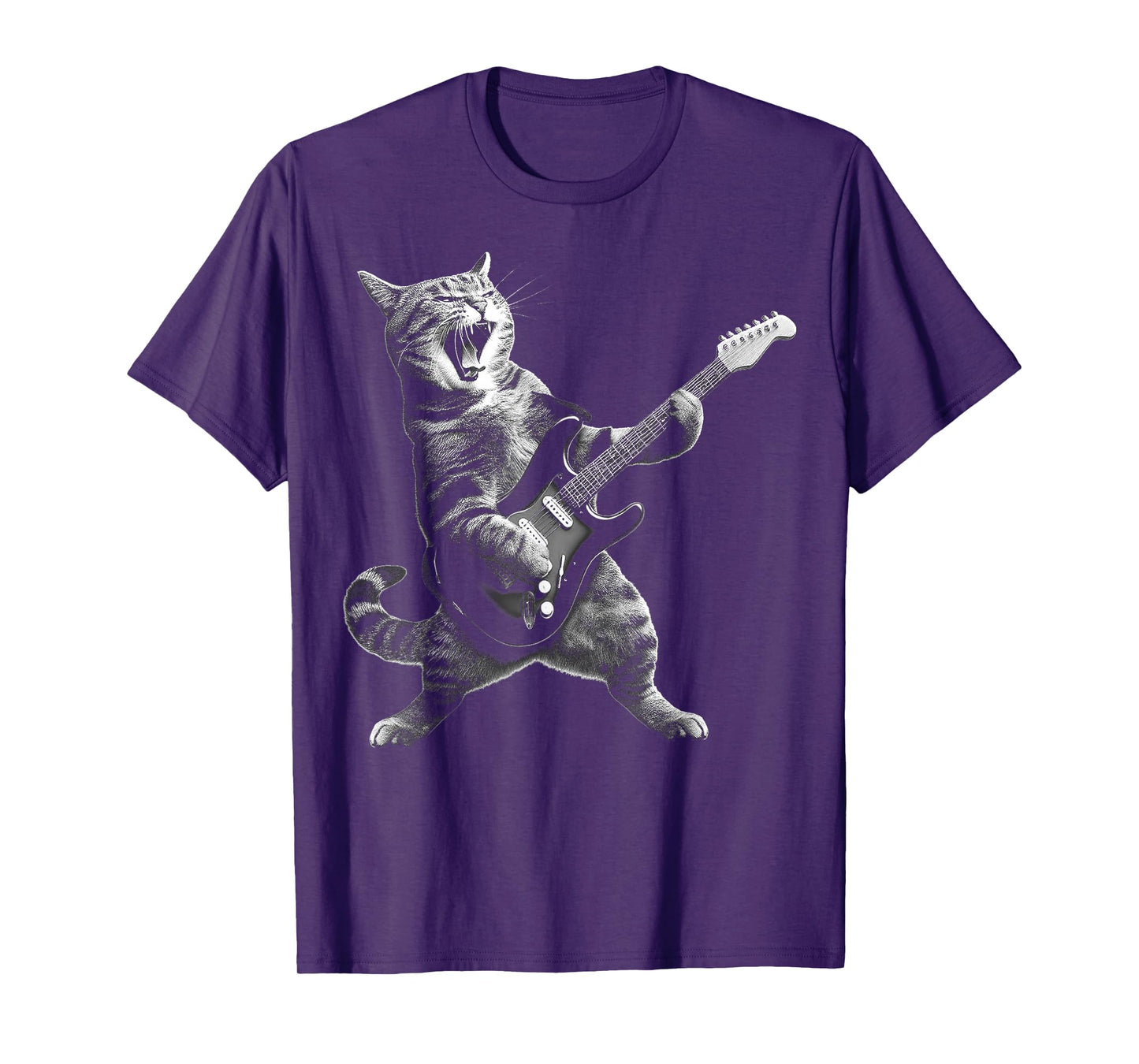 Cat Playing Guitar Rock and Roll Rock Star For Men Women Kid T-Shirt