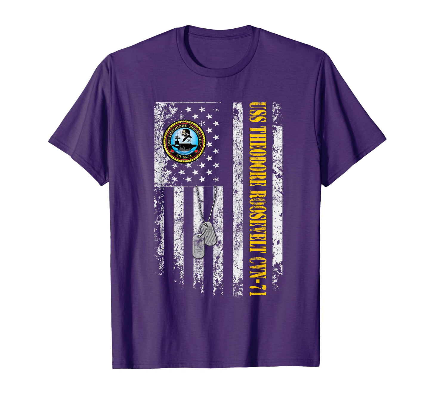 USS Theodore Roosevelt CVN-71 Veteran Flag Vintage Patriotic T-Shirt