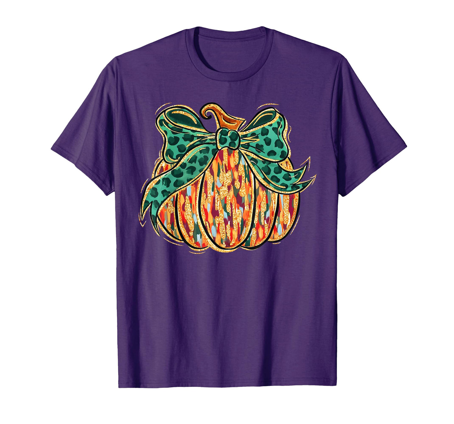 Fall Pumpkin Spice Halloween Thanksgiving Coquette Bow Girly T-Shirt