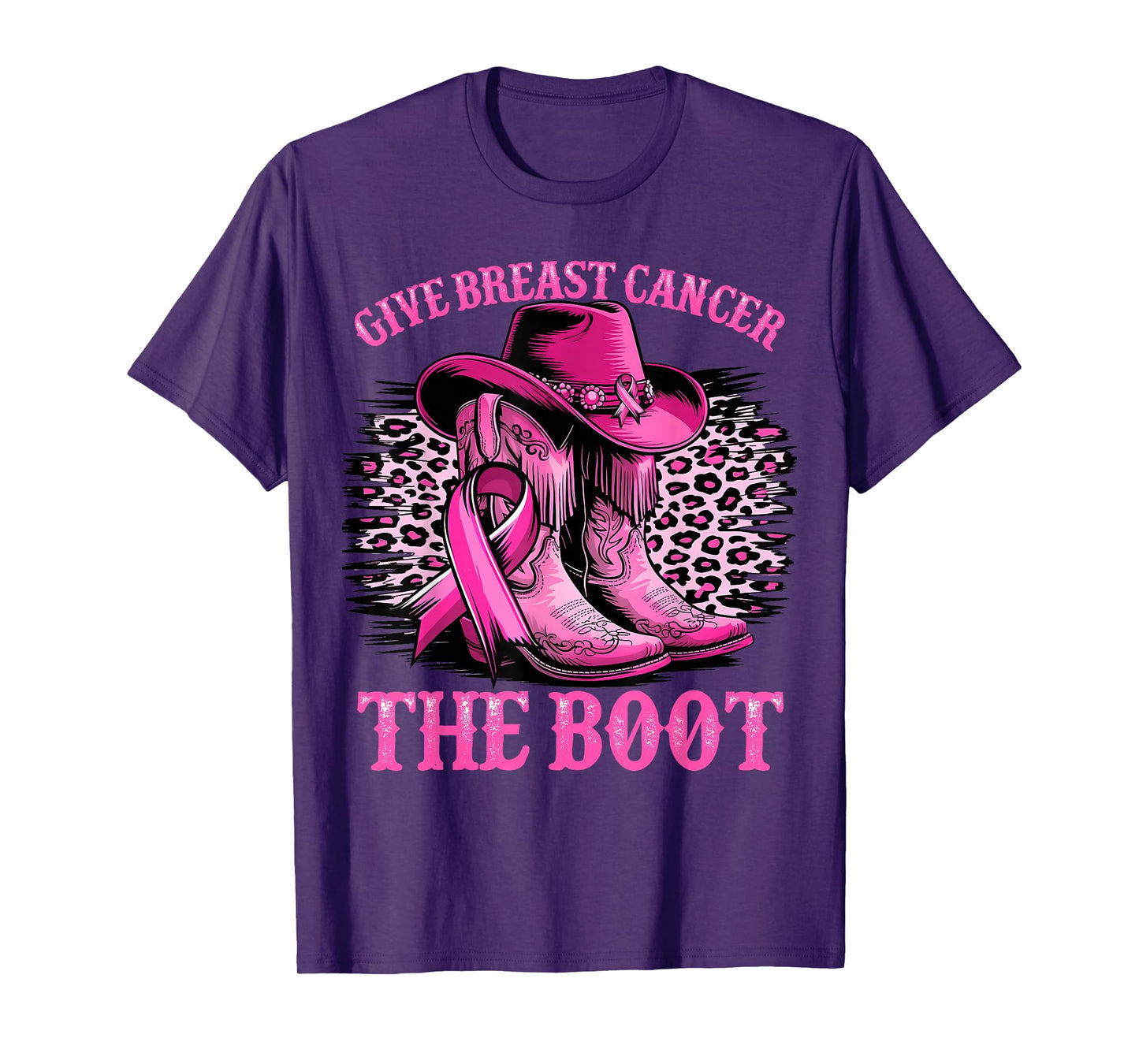 Cowgirl Western Give Breast Cancer The Boot Pink Ribbon T-Shirt