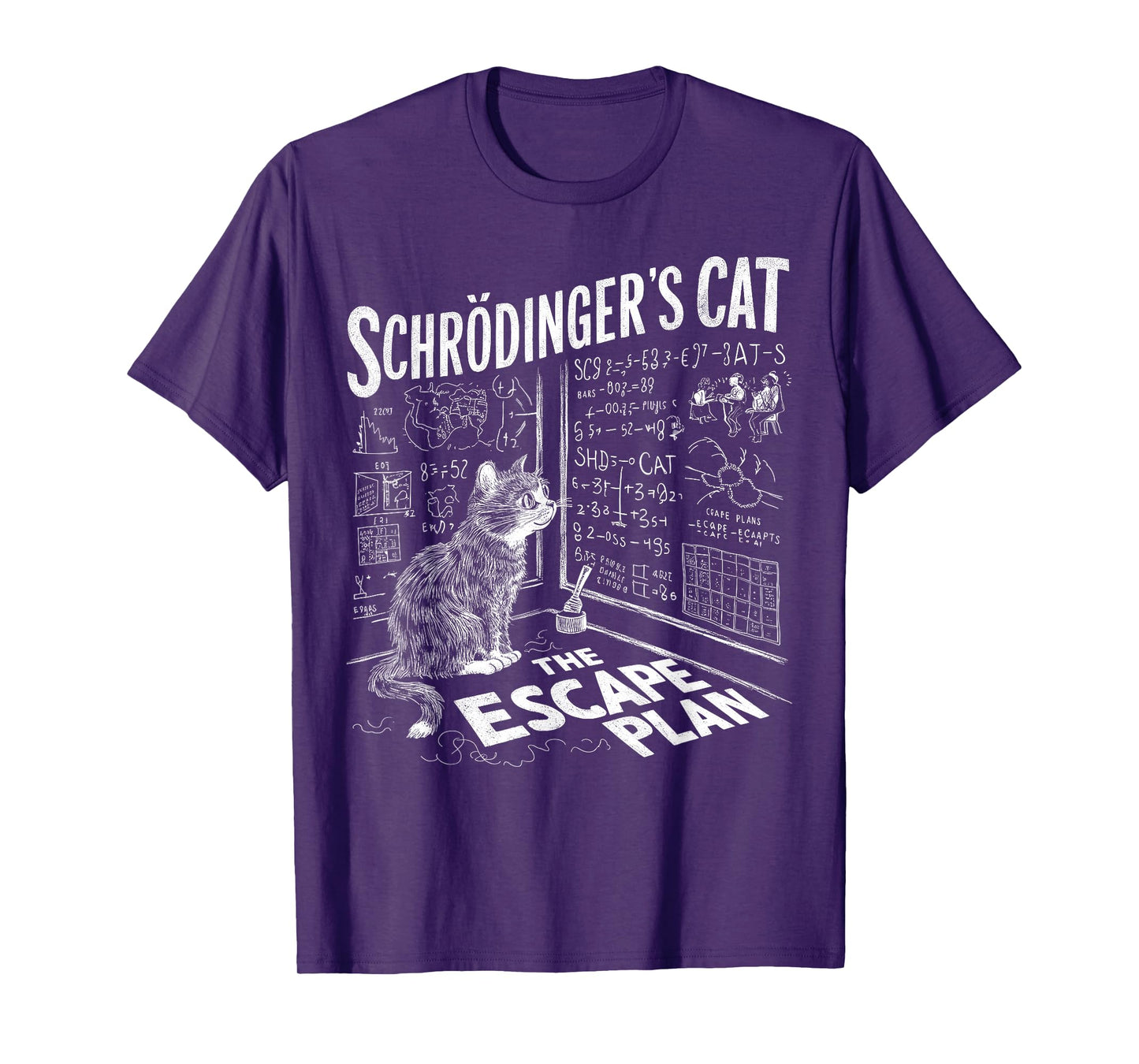 Schrödingers Cat Escape Plan Funny Science T-Shirt