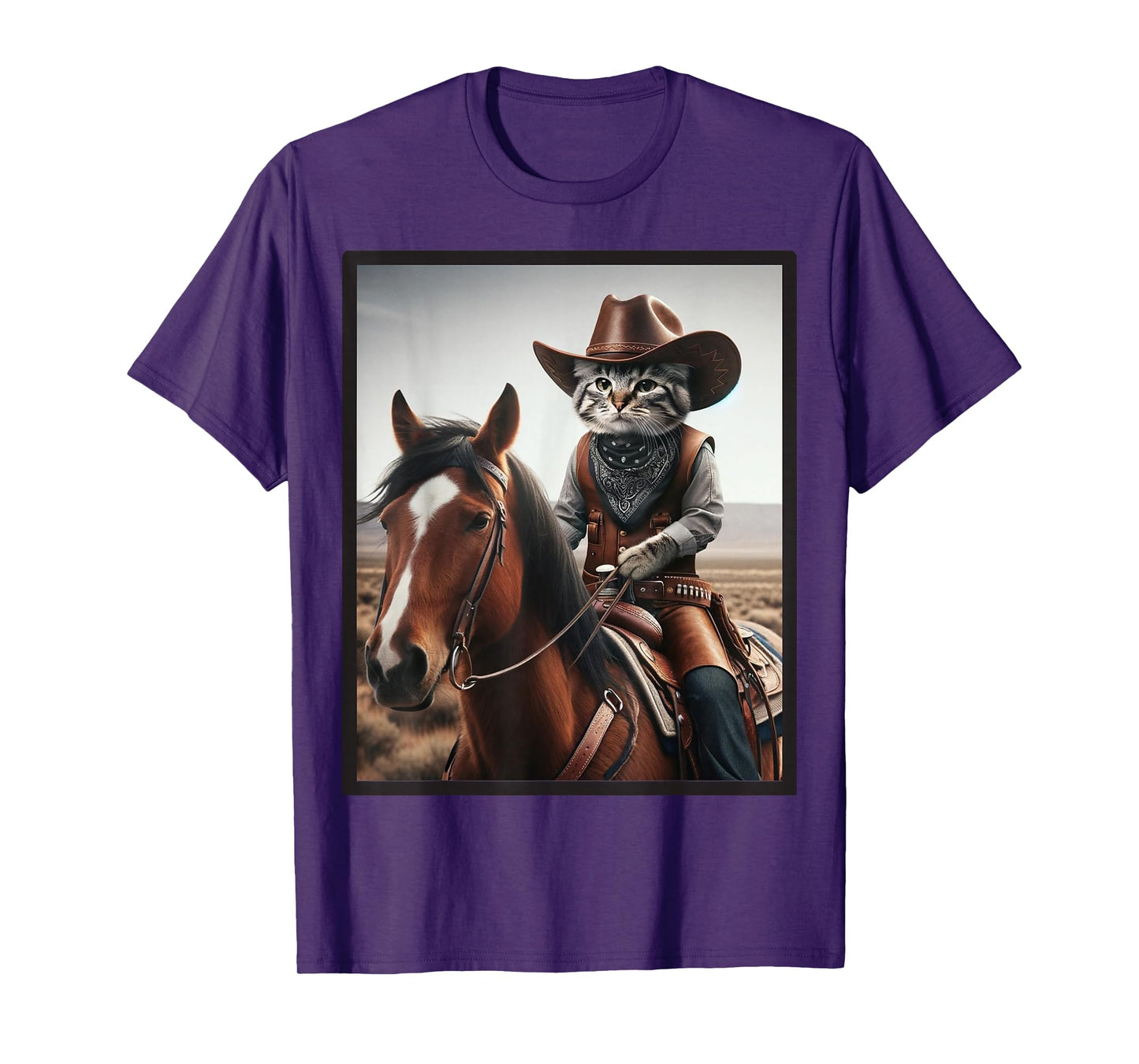 Cat Cowboy Funny Cats Kitten Riding Horse Cowboy Hat T-Shirt