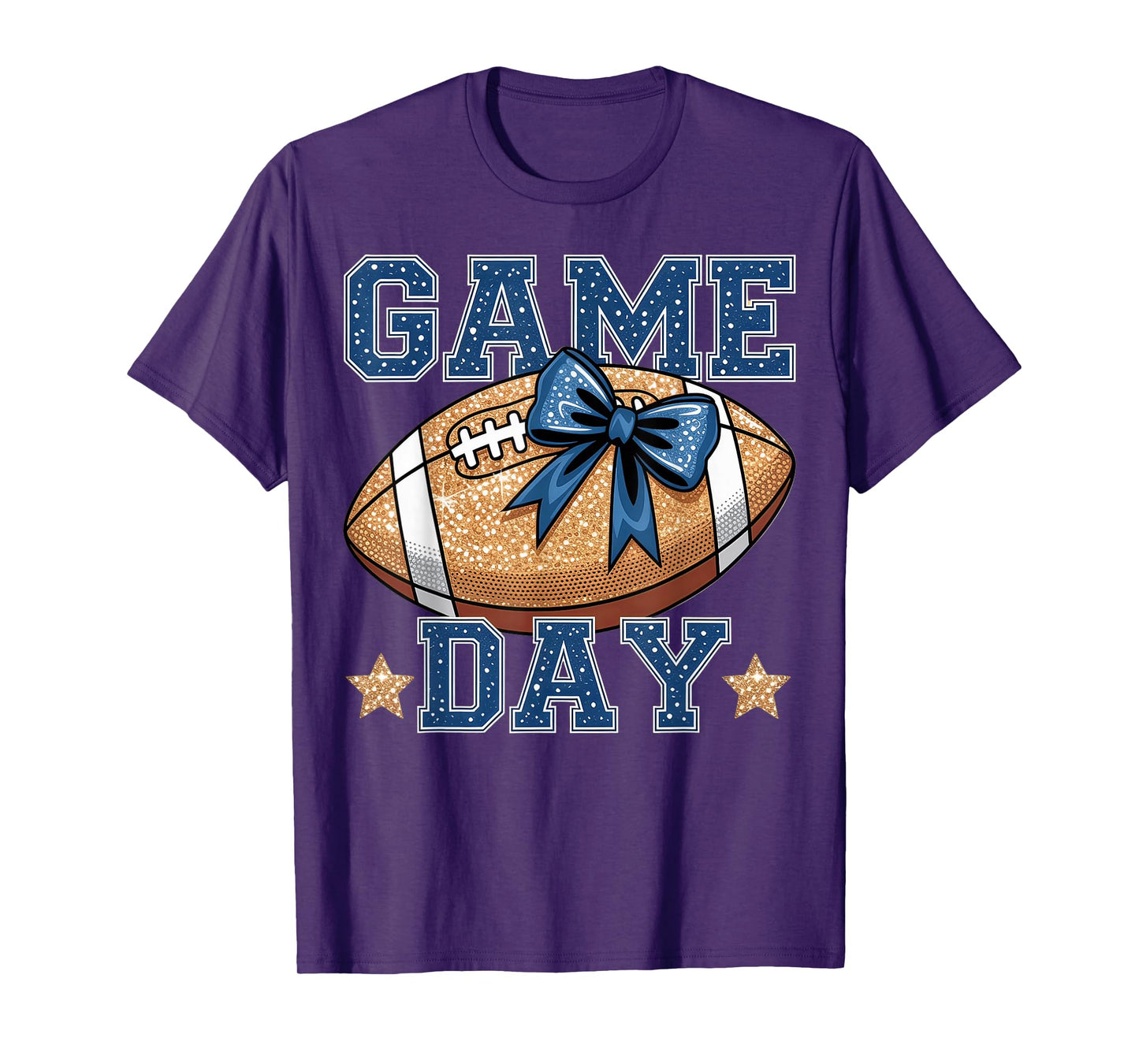 Game Day Football Mama Girl Blue Gold Vibes T-Shirt