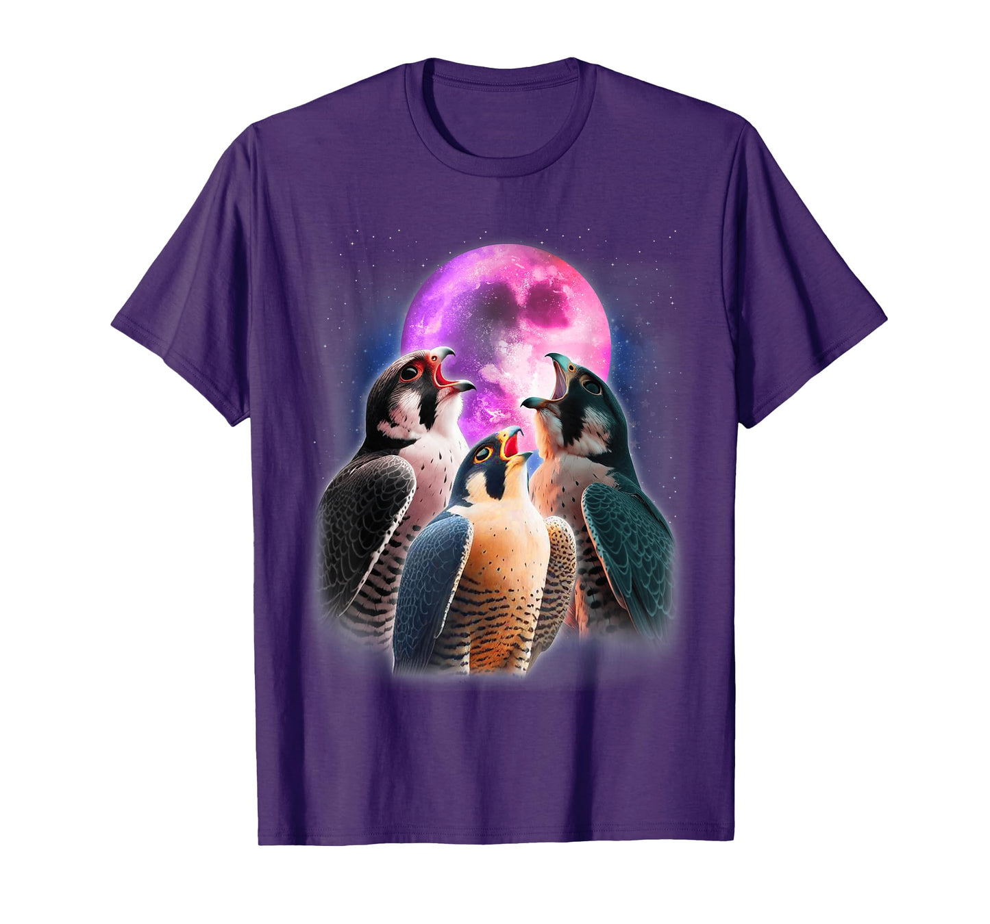 3 Peregrine Falcon Howling At The Moon Funny Hawk Bird Lover T-Shirt