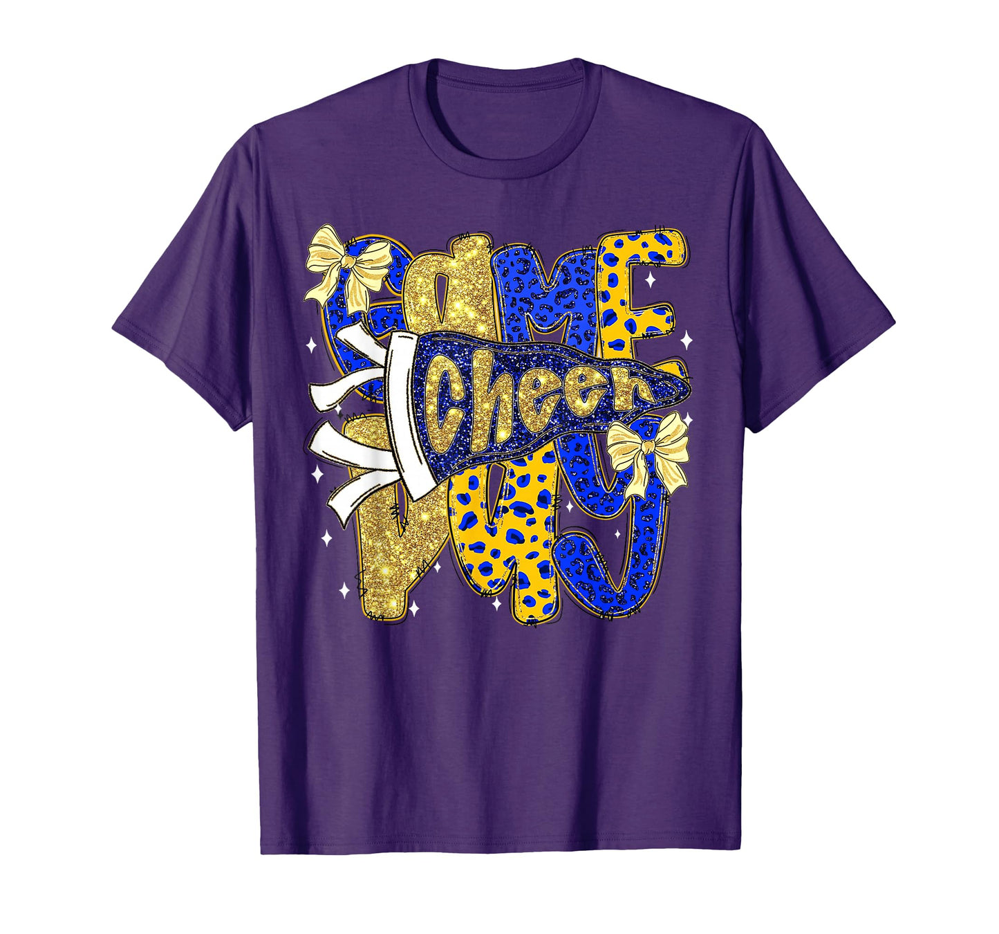 Preppy Game Day Football Mom Pennant Flag Cheer Blue & Gold T-Shirt