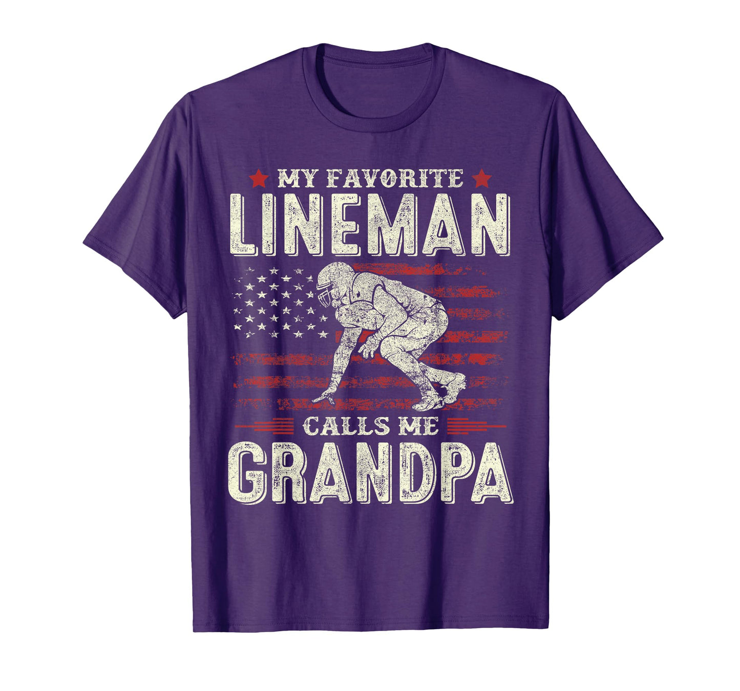 Father's Day Favorite Lineman Calls Me Grandpa Flag Football T-Shirt