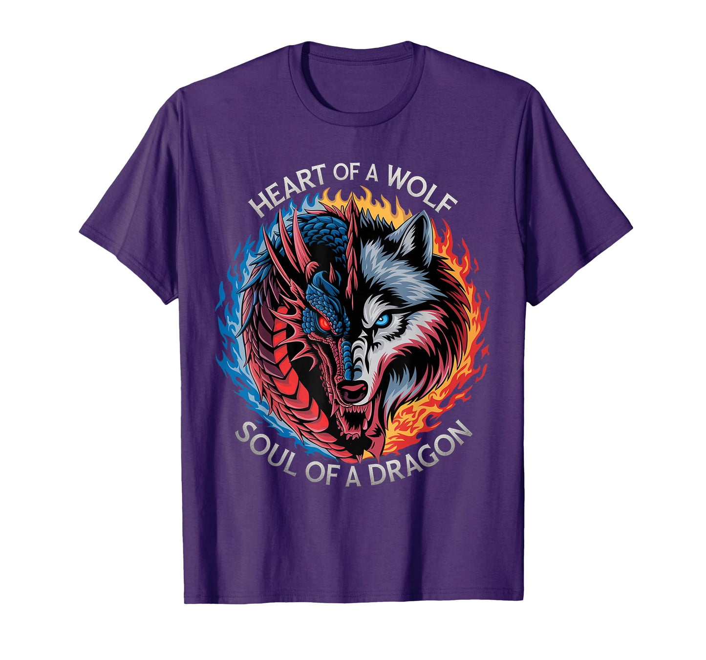 Heart Of A Wolf Soul Of A Dragon Lover Warrior Men Women T-Shirt