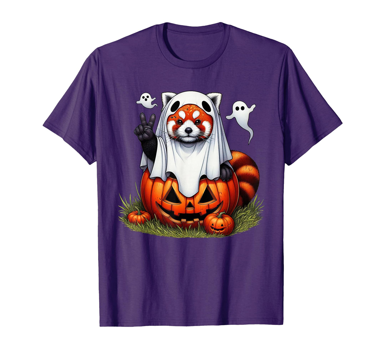 Funny Red Panda Ghost Boo Halloween Womens Mens Kids T-Shirt