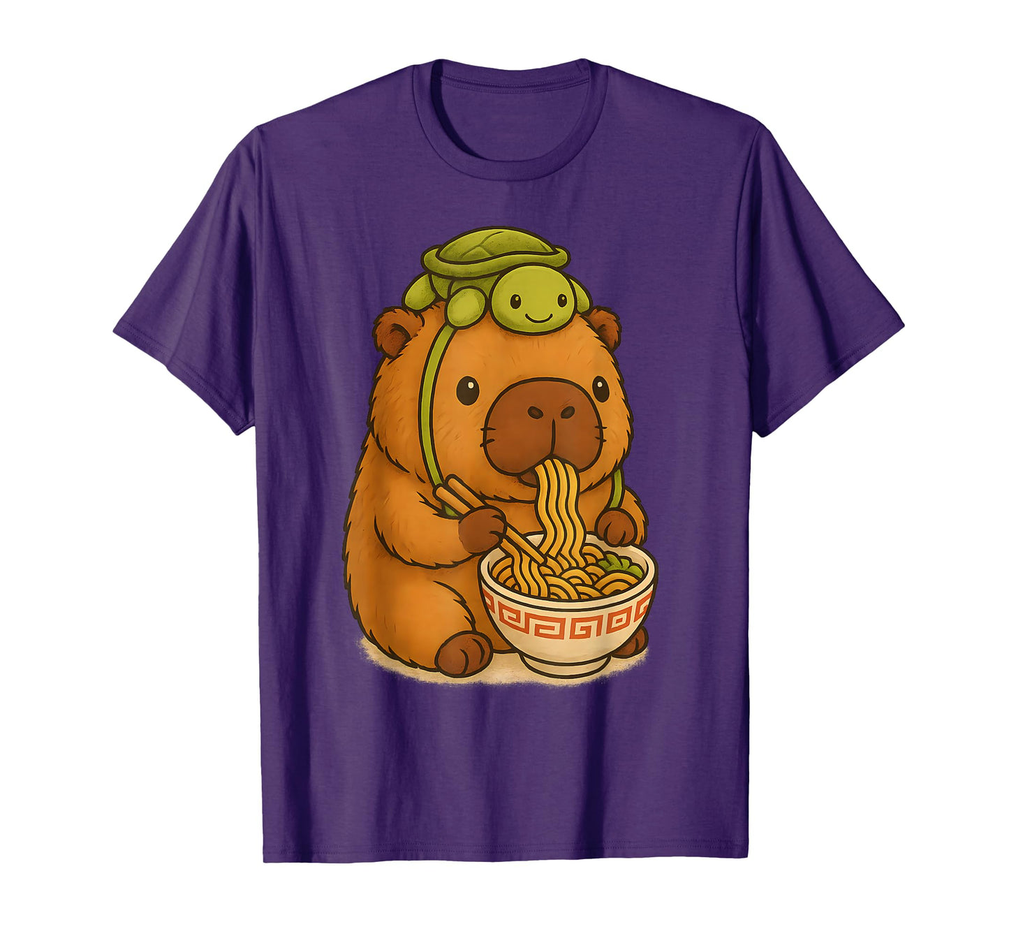 Capybara Anime Ramen Turtle Funny Graphic Kawaii Capibara T-Shirt