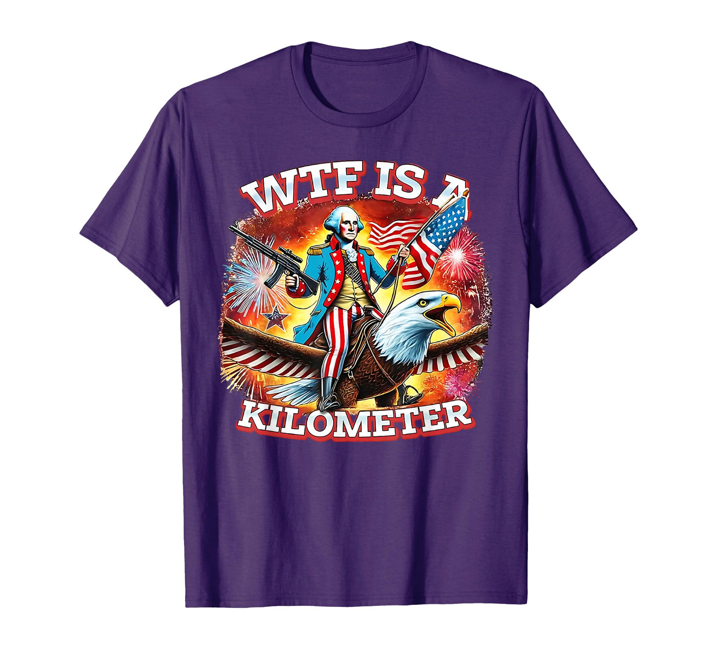 Retro WTF Is A Kilometer Funny Patriotic American Freedom T-Shirt