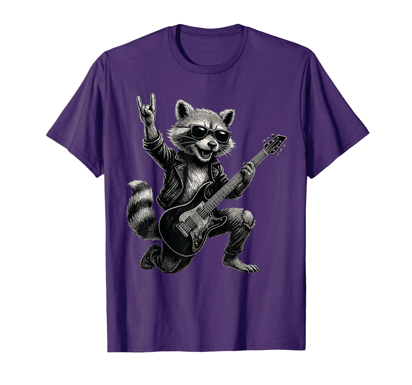 Retro Raccoon Rock Music Gift Men Kids Women Funny Raccoon T-Shirt