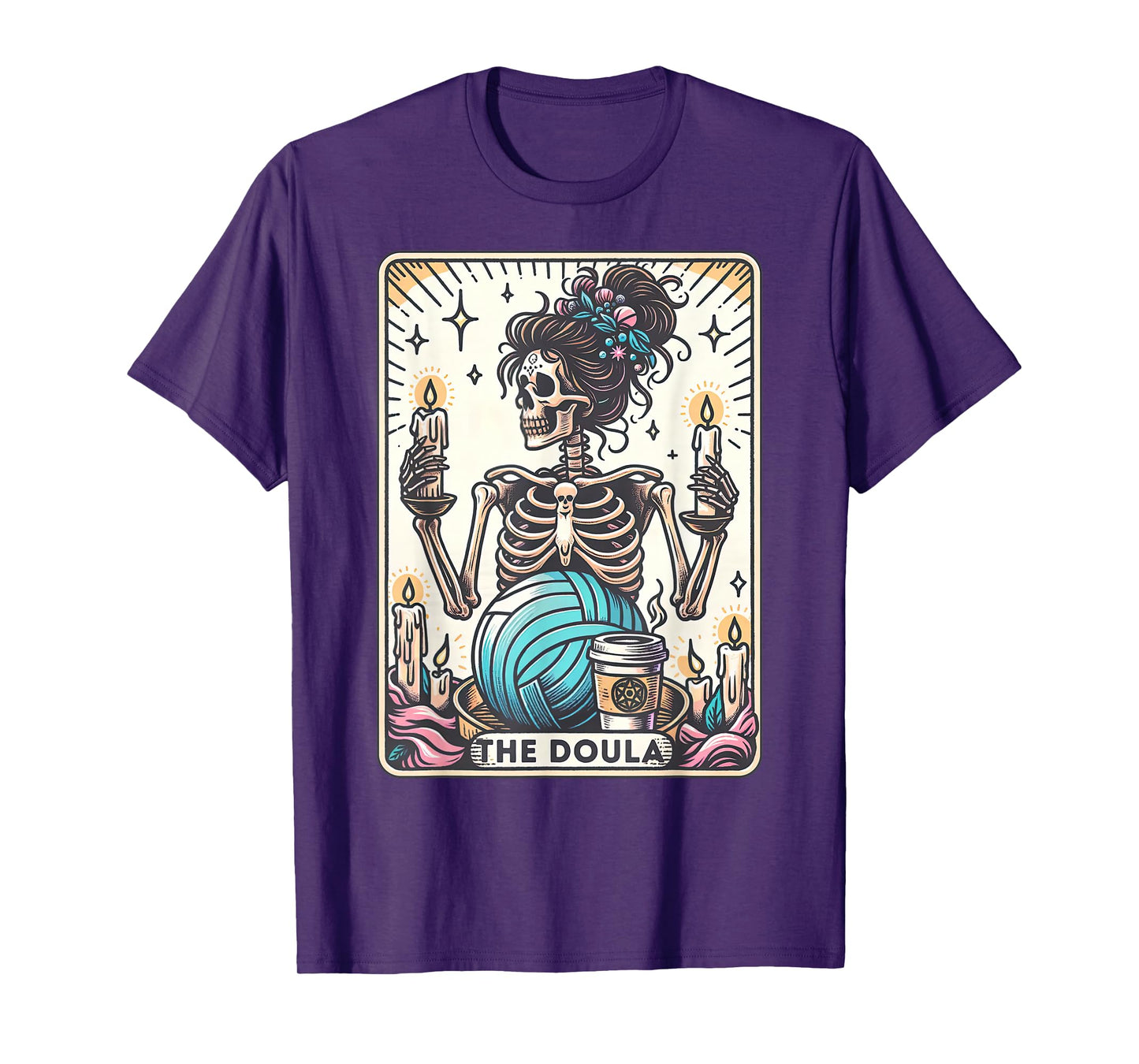 Doula Tarot Card Skeleton Midwife Birth Worker Postpartum T-Shirt