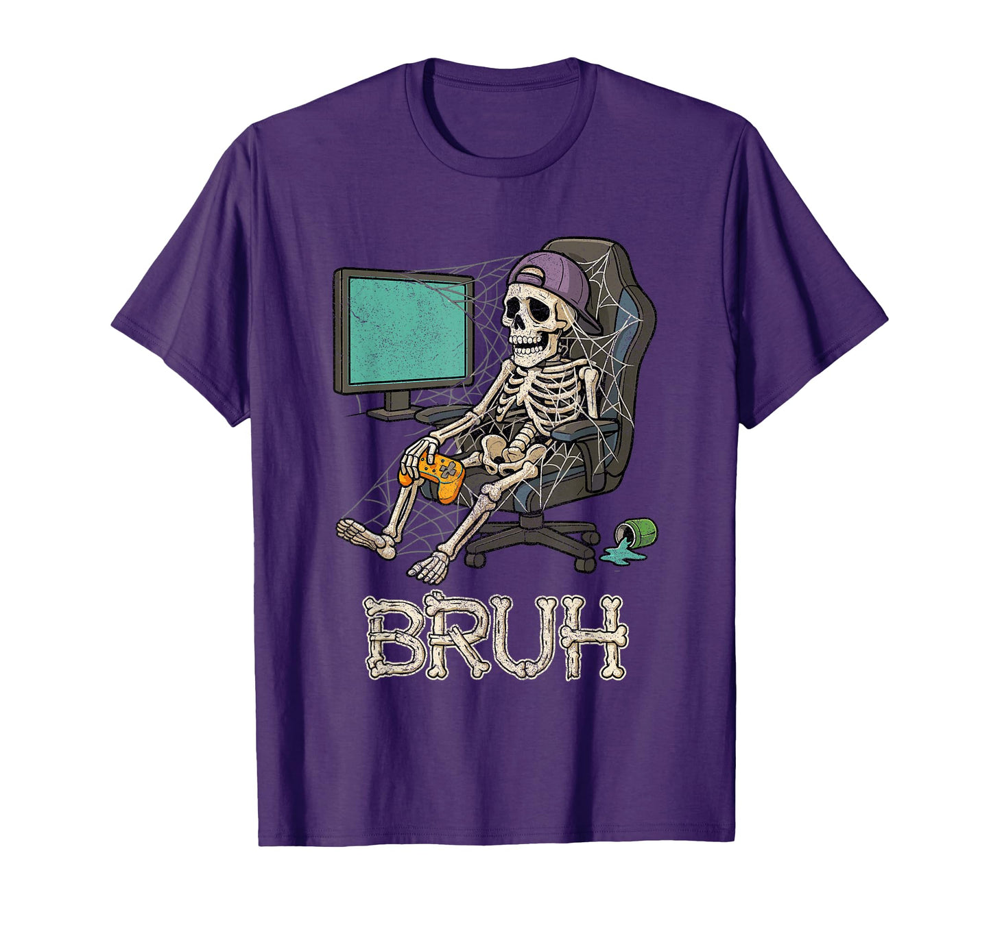 Funny Gamer Skeleton Gamer Teen Boys Video Gaming Bruh T-Shirt