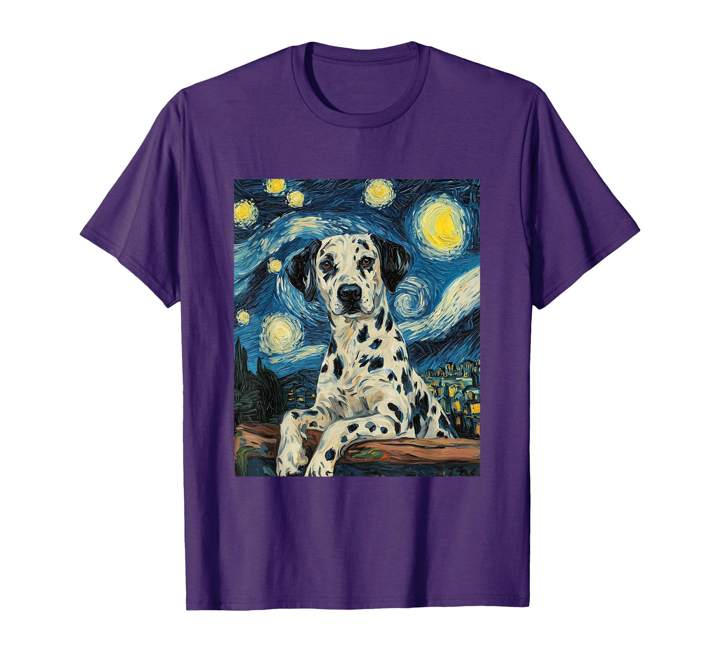 Cute Dalmatian Dog Doggy - Van Gogh Style - Starry Night Men Women Girls Kids T-Shirt