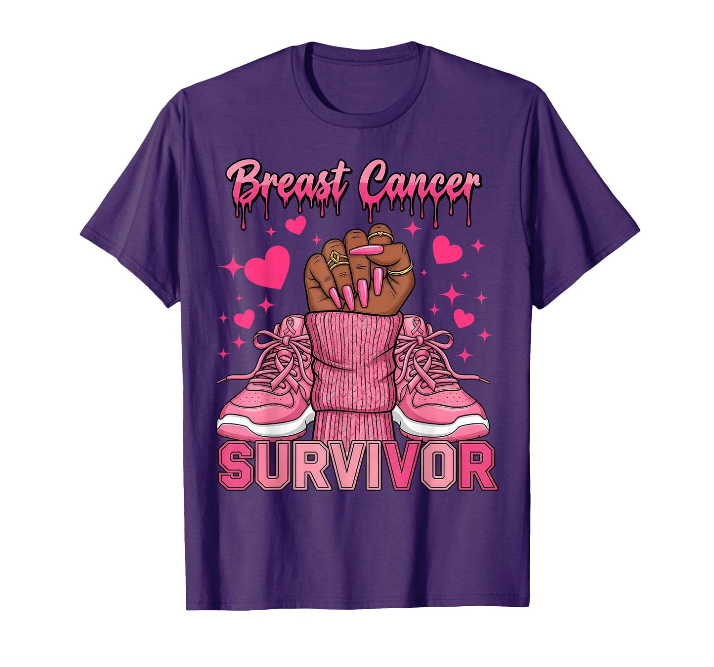 Breast Cancer Awareness Warrior Black Women Melanin Survivor T-Shirt