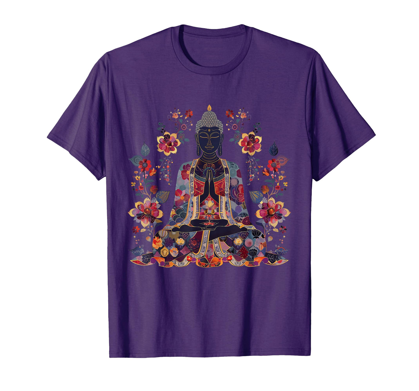 Buddha Floral Vintage Flower Yoga Buddhism Yogi Buddhist T-Shirt