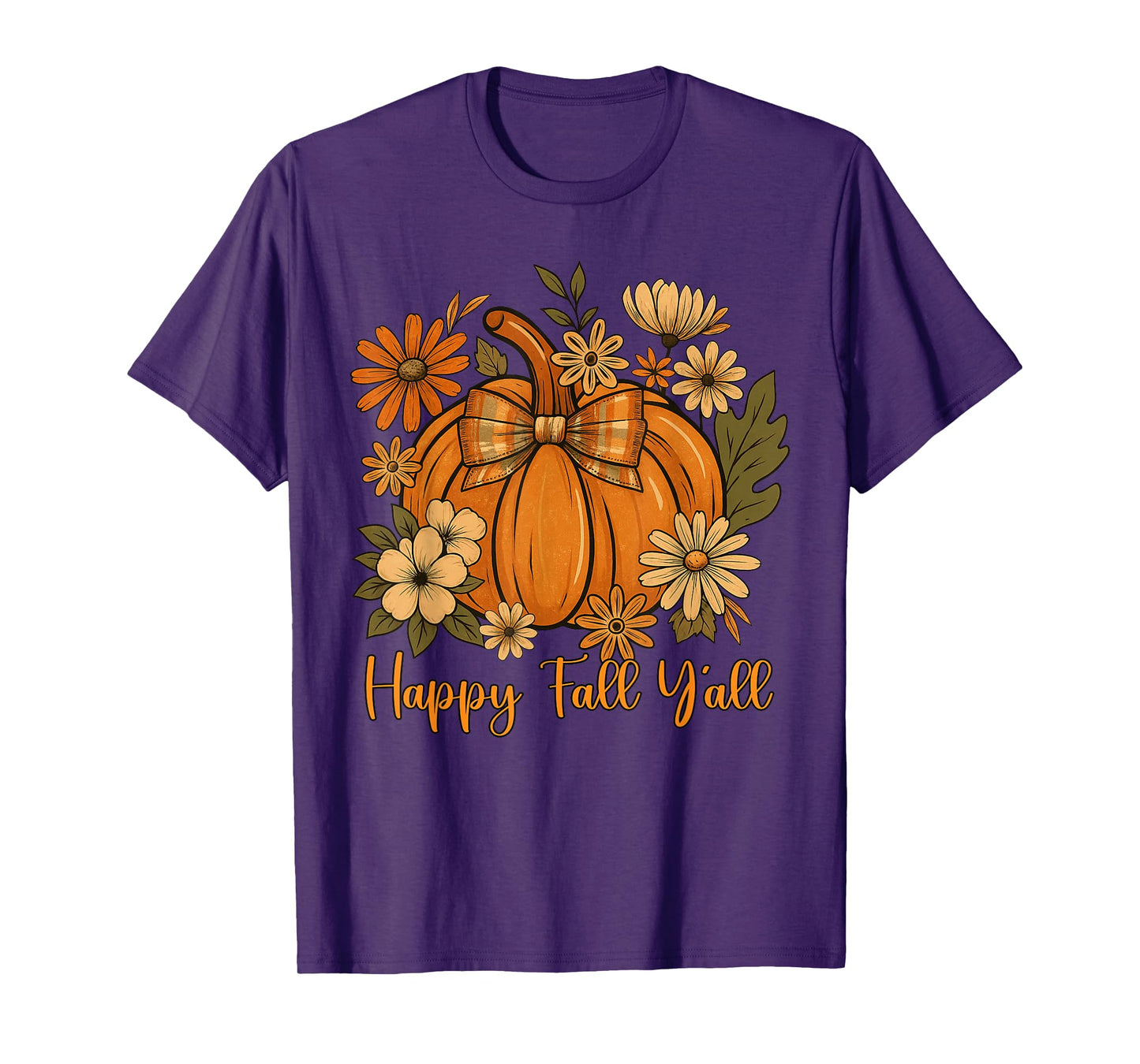 Happy Fall Y'all Coquette Bow Pumpkin Thanksgiving Women T-Shirt