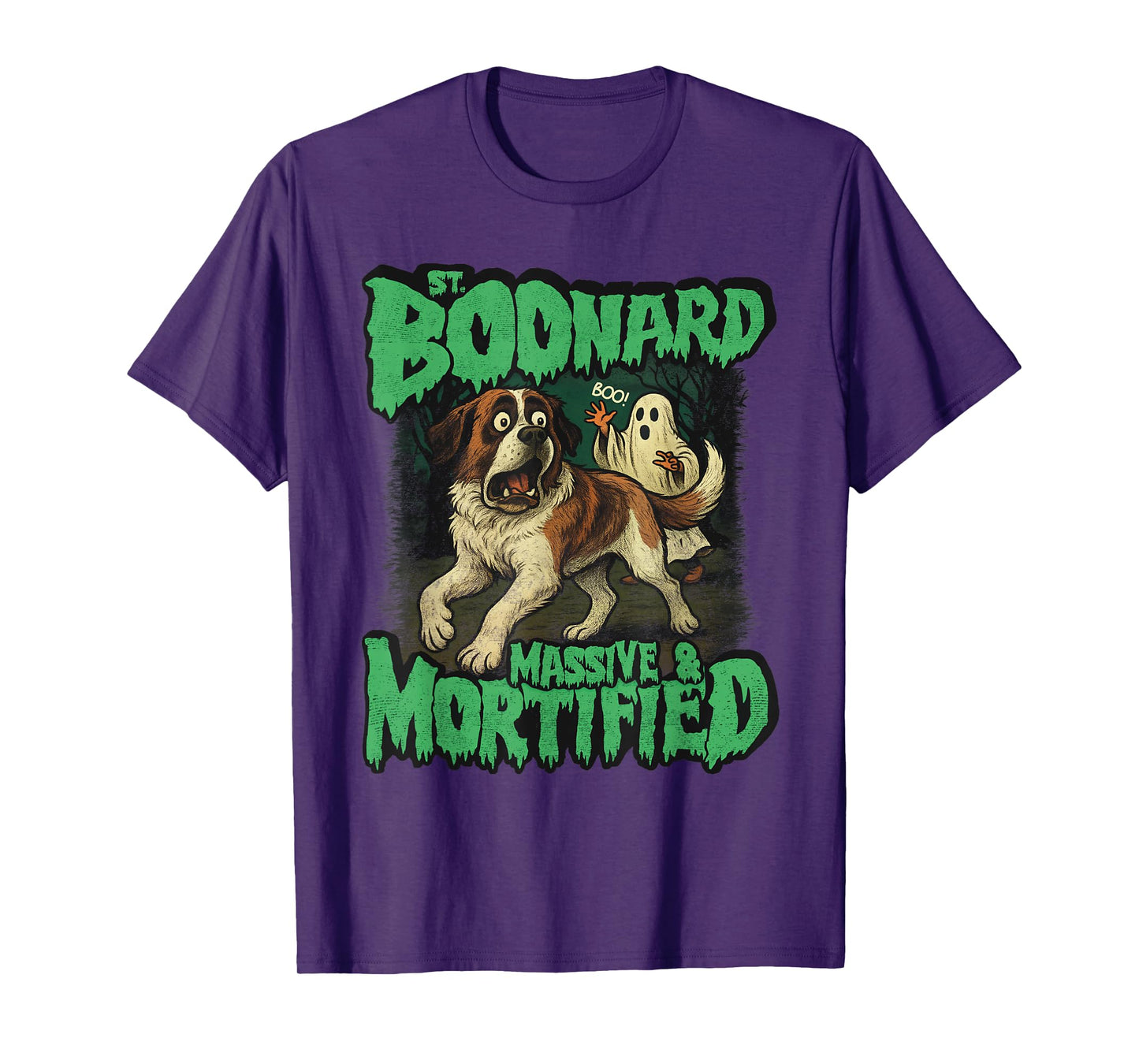 Funny Scared Saint Bernard Halloween, St. Boonard Dog Mom T-Shirt