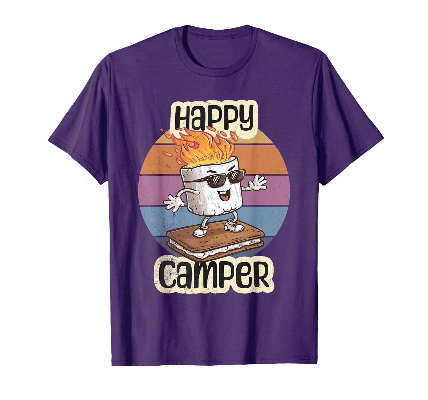 Happy Marshmallow Camper Cute Girls Kids Camp Camping Smores T-Shirt