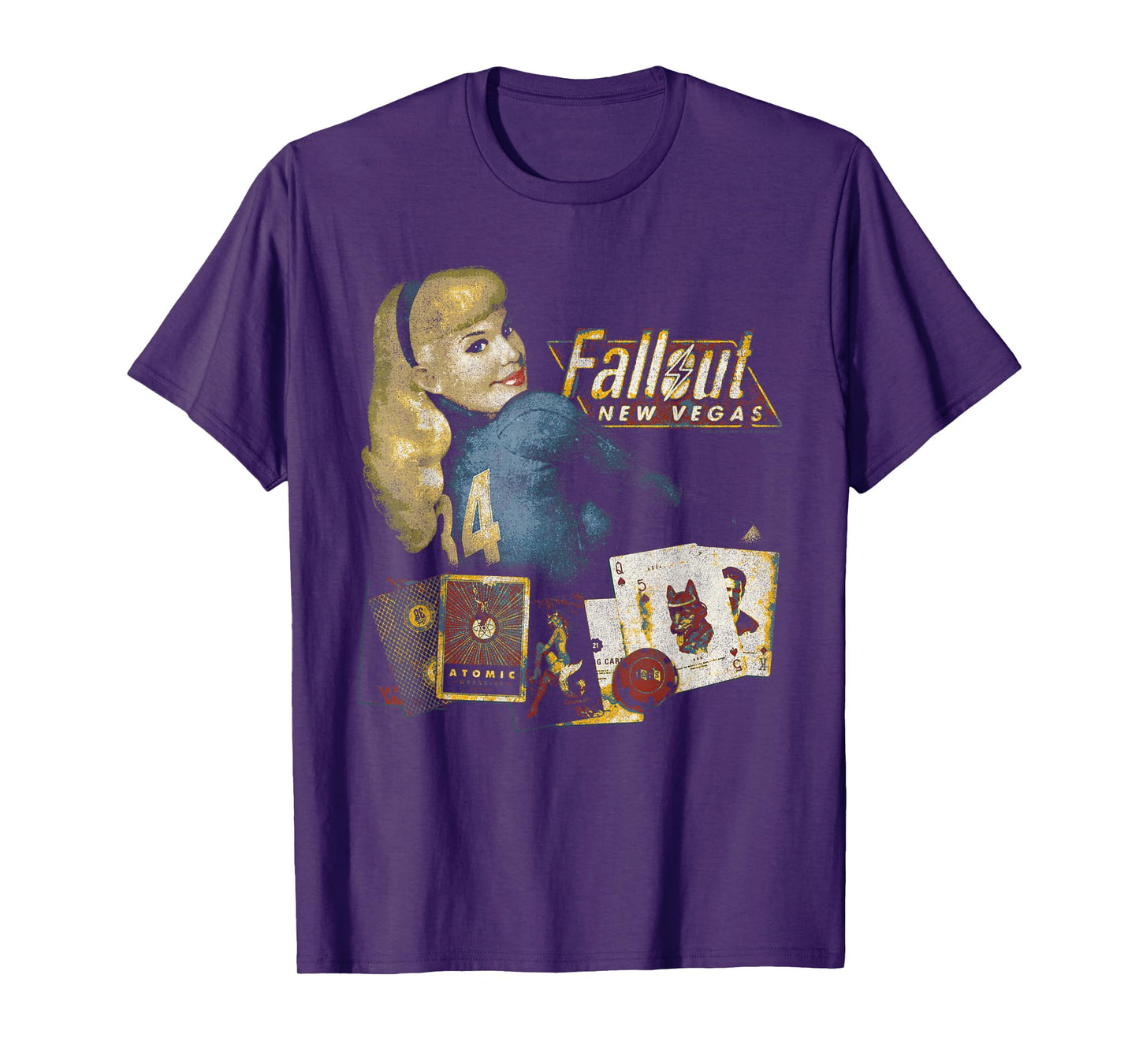 Fallout New Vegas Vintage Distressed Pinup Casino Video Game T-Shirt