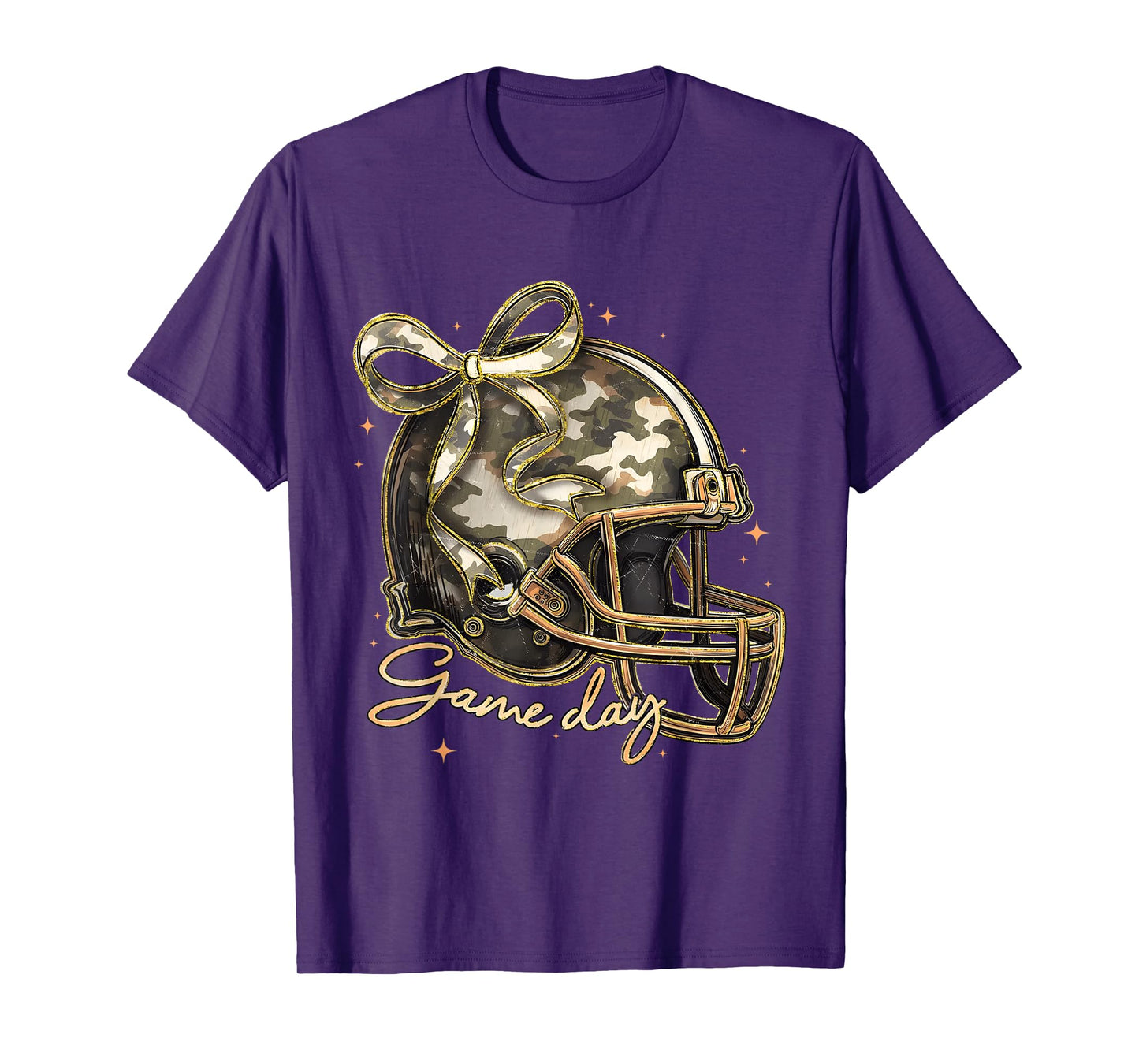 Touchdown Football Game Day Thanksgiving Camo Coquette Bow T-Shirt