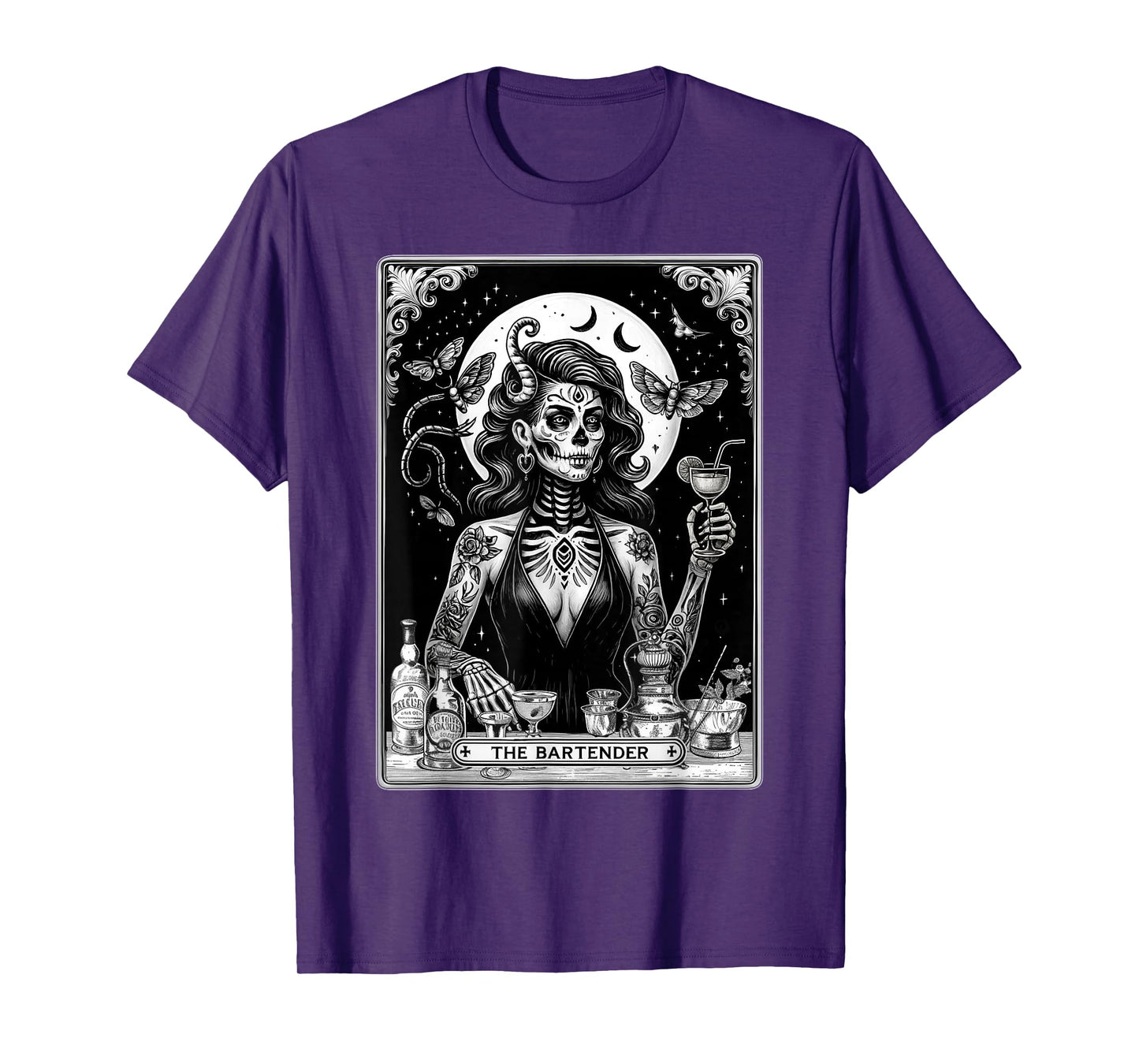 Bartender Tarot Card Skeleton Cocktail T-Shirt