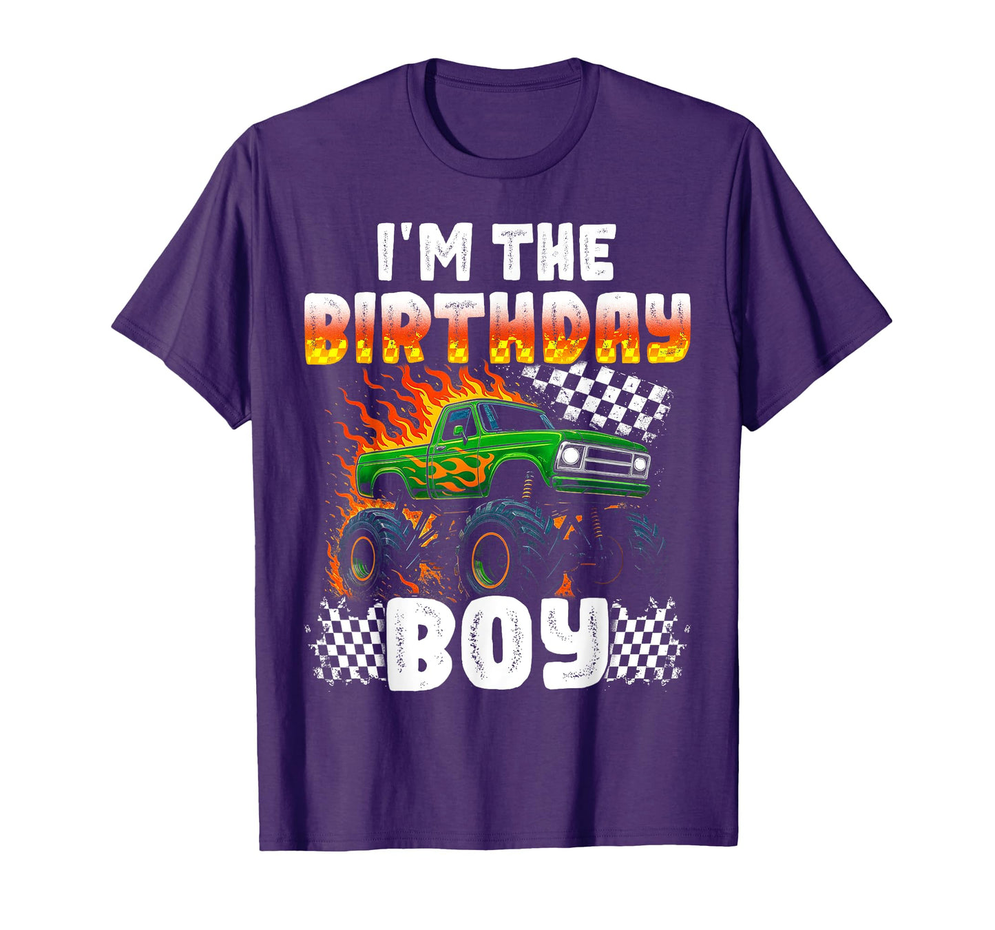Funny I'm the Birthday Boy Monster Truck Birthday Men Kids T-Shirt