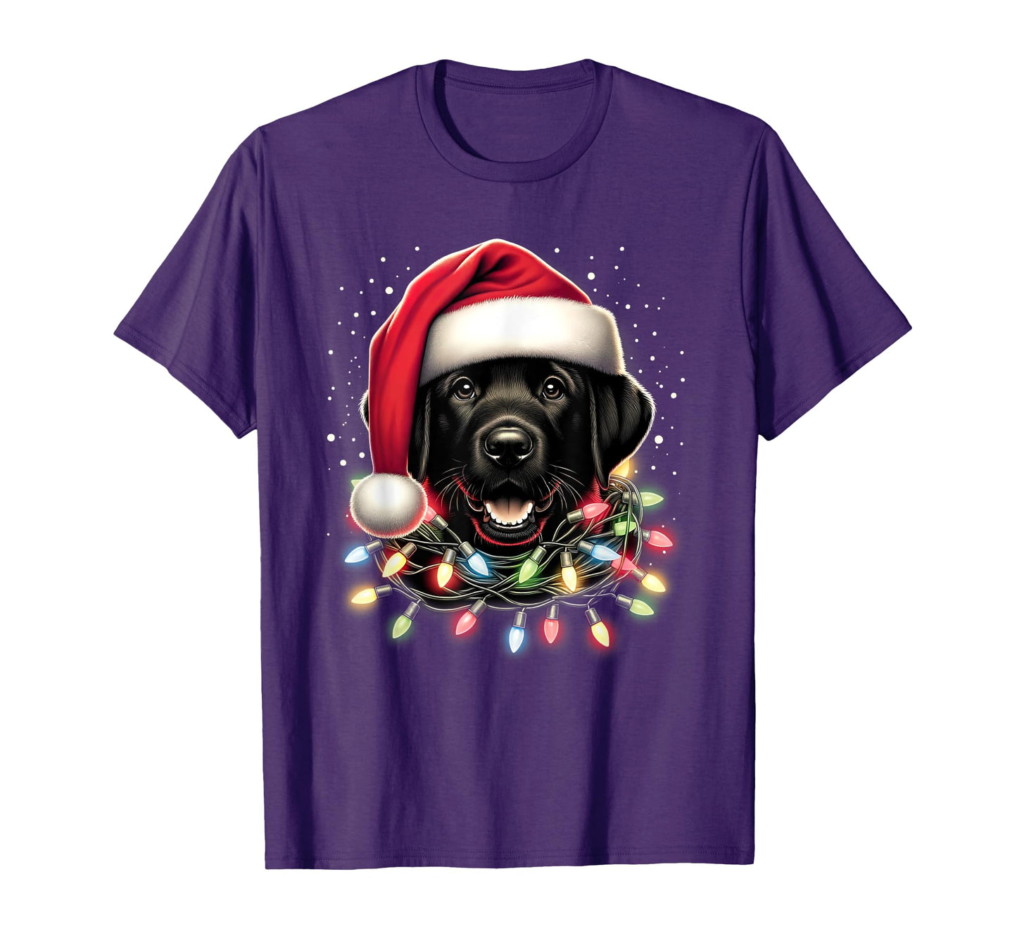 Black Lab Labrador Christmas Tree Light Pajama Dog Xmas T-Shirt for Men Women Kids