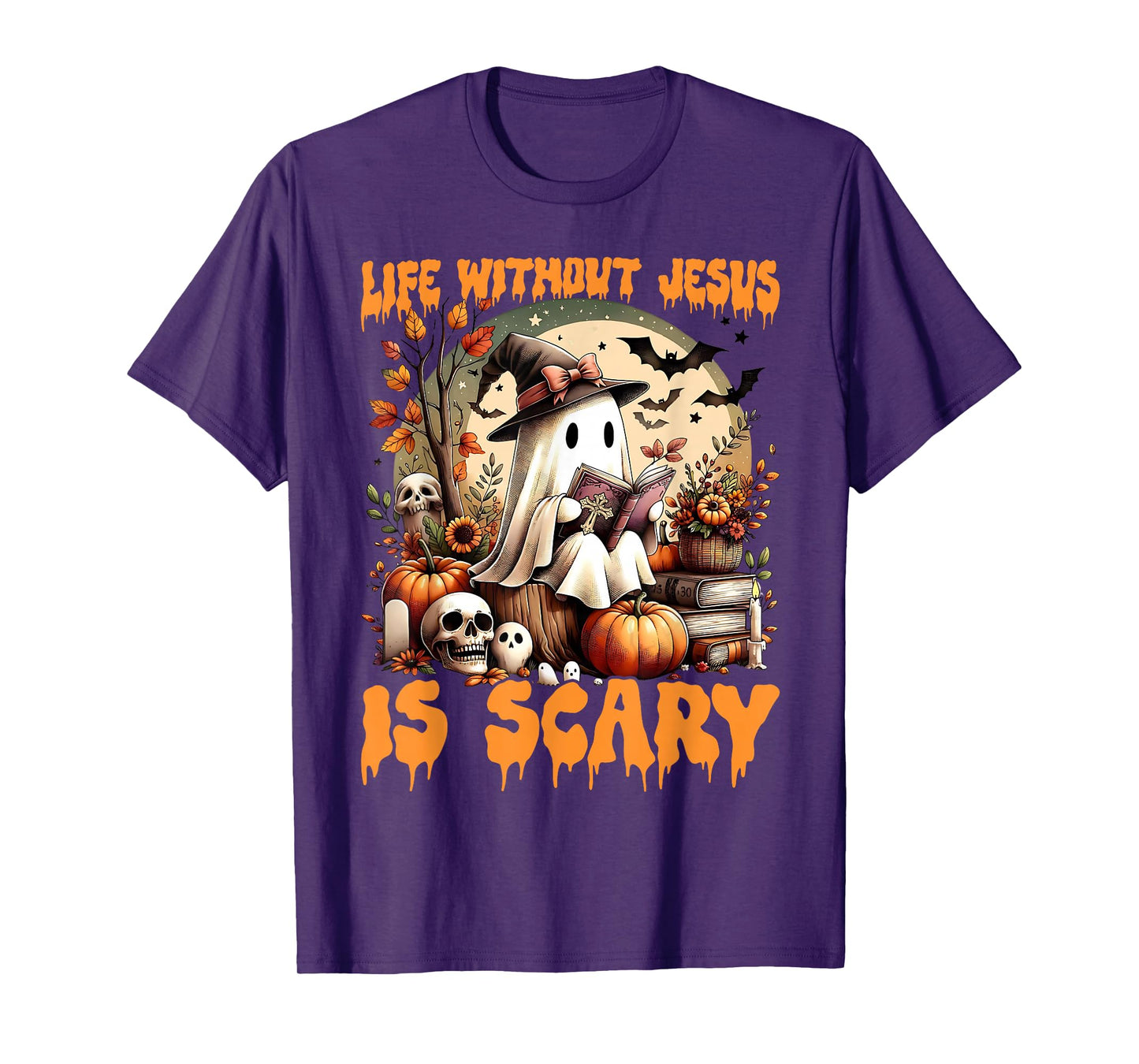 Spooky Life is Scary Without Jesus Christian Halloween Women T-Shirt