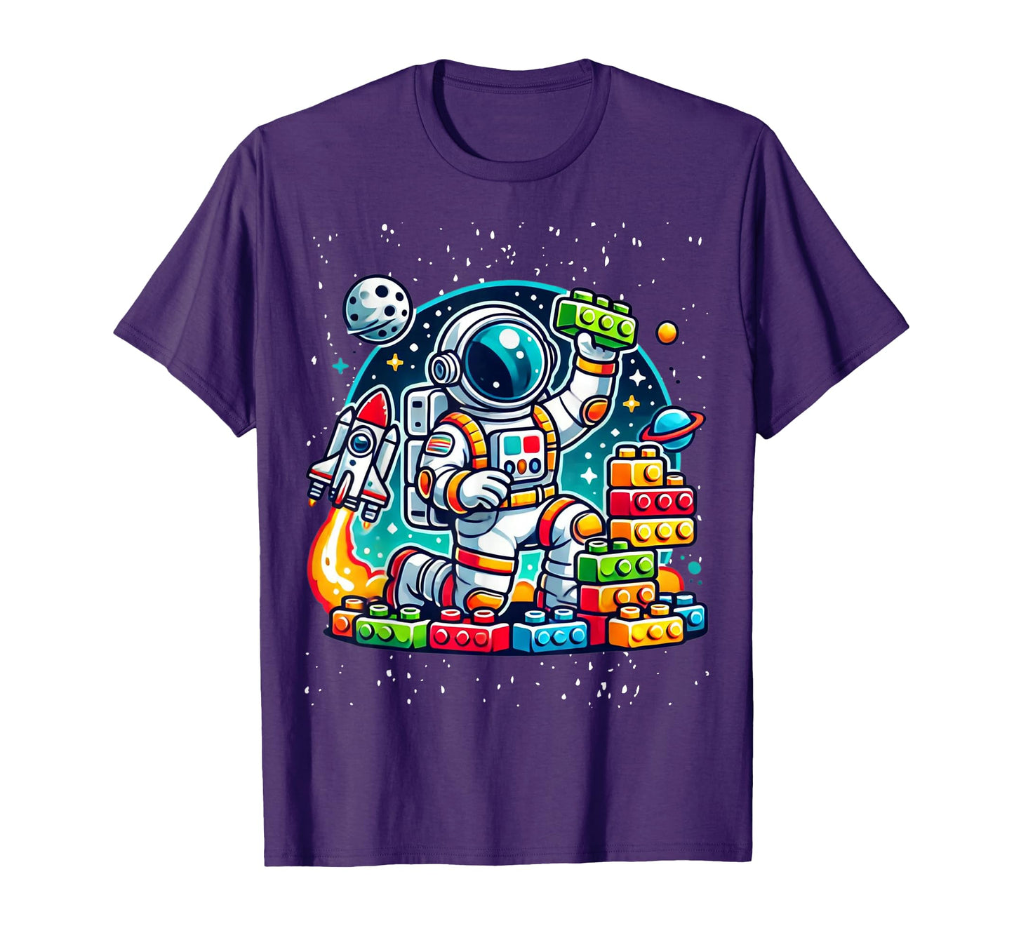 Master Builder Space Astronaut Building Blocks Bricks Boys T-Shirt