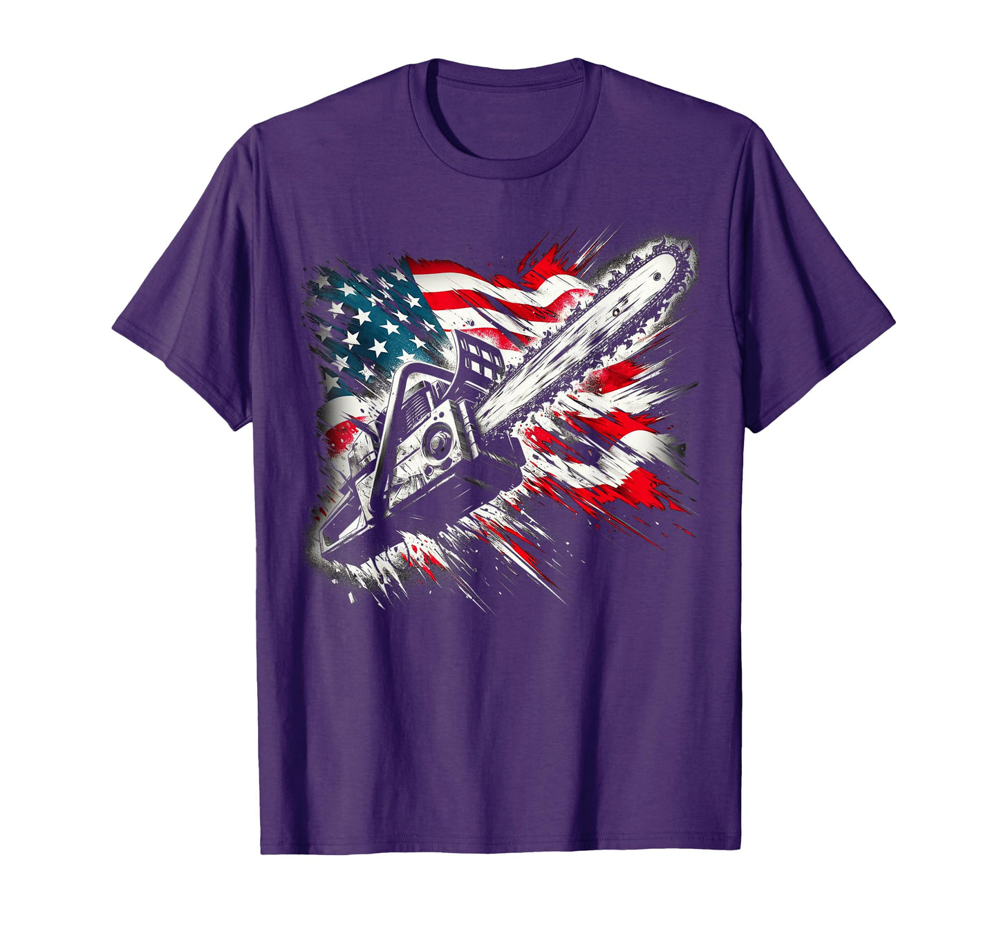 Vintage US Flag Chainsaw | Cute Woodworker Funny Logger T-Shirt