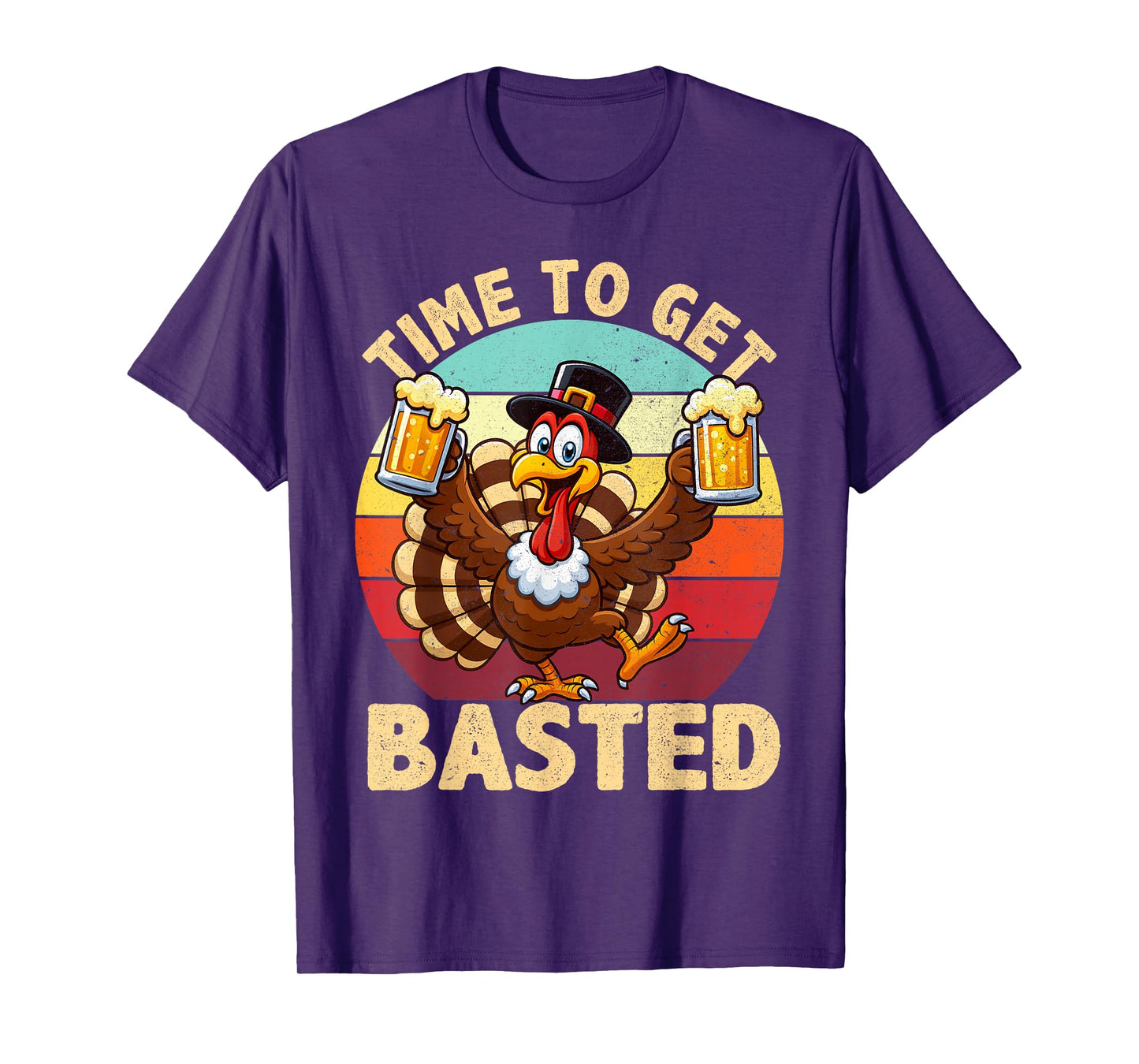 Time to Get Basted Turkey Funny Fall Thanksgiving Men T-Shirt