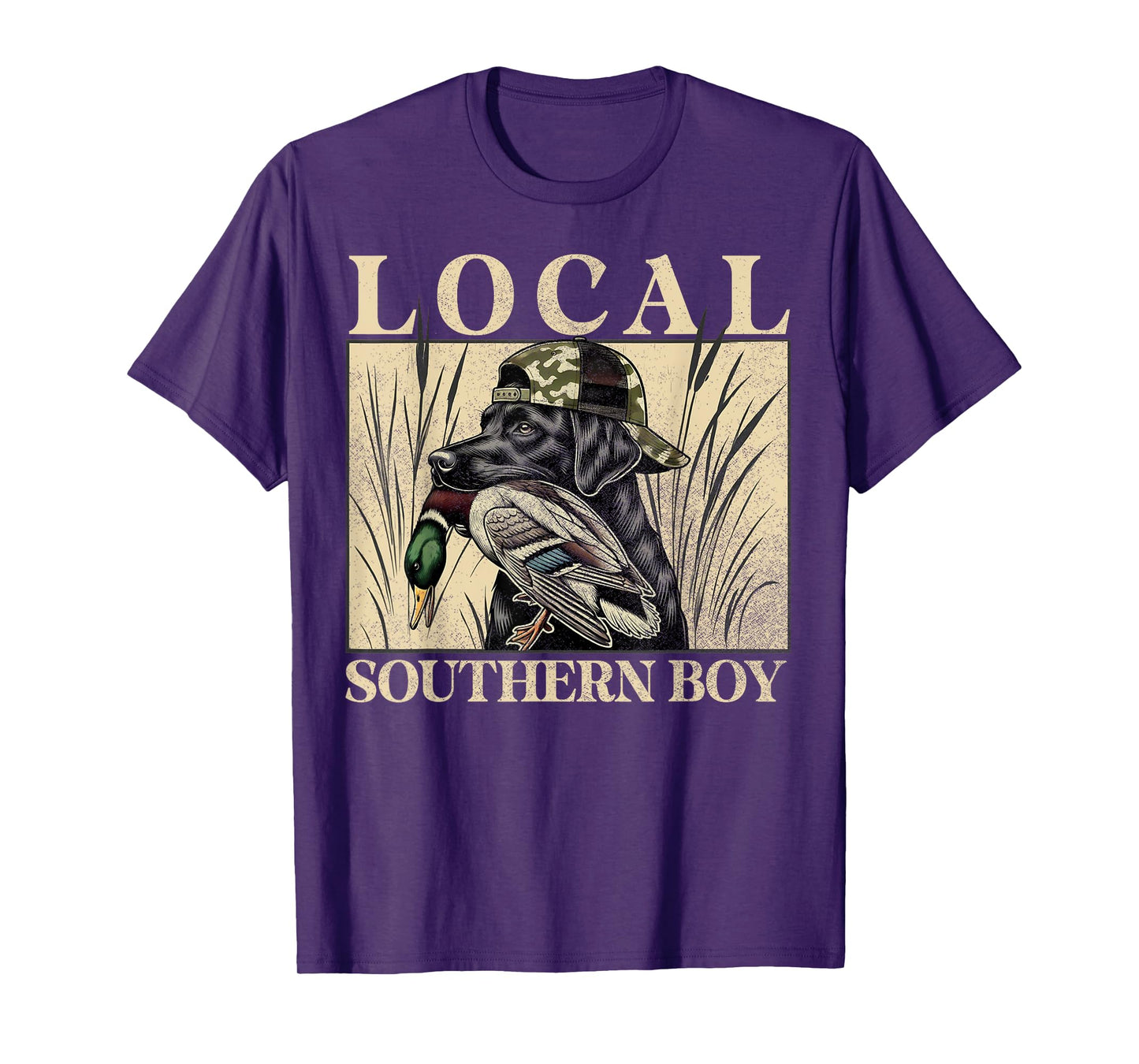 Local Southern Boy Duck Hunting Black Lab Outdoor Vintage T-Shirt