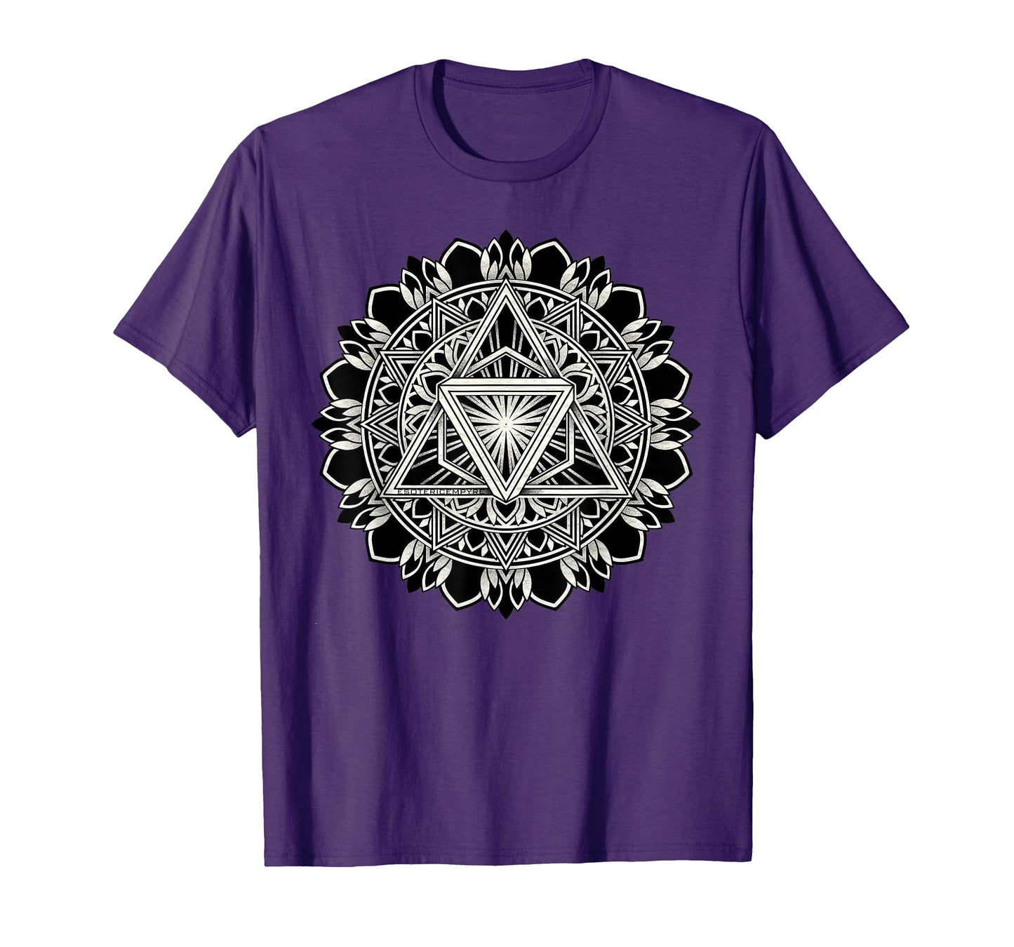 Sacred Geometry Tri-Hex Mandala Geometric Blackwork T-Shirt