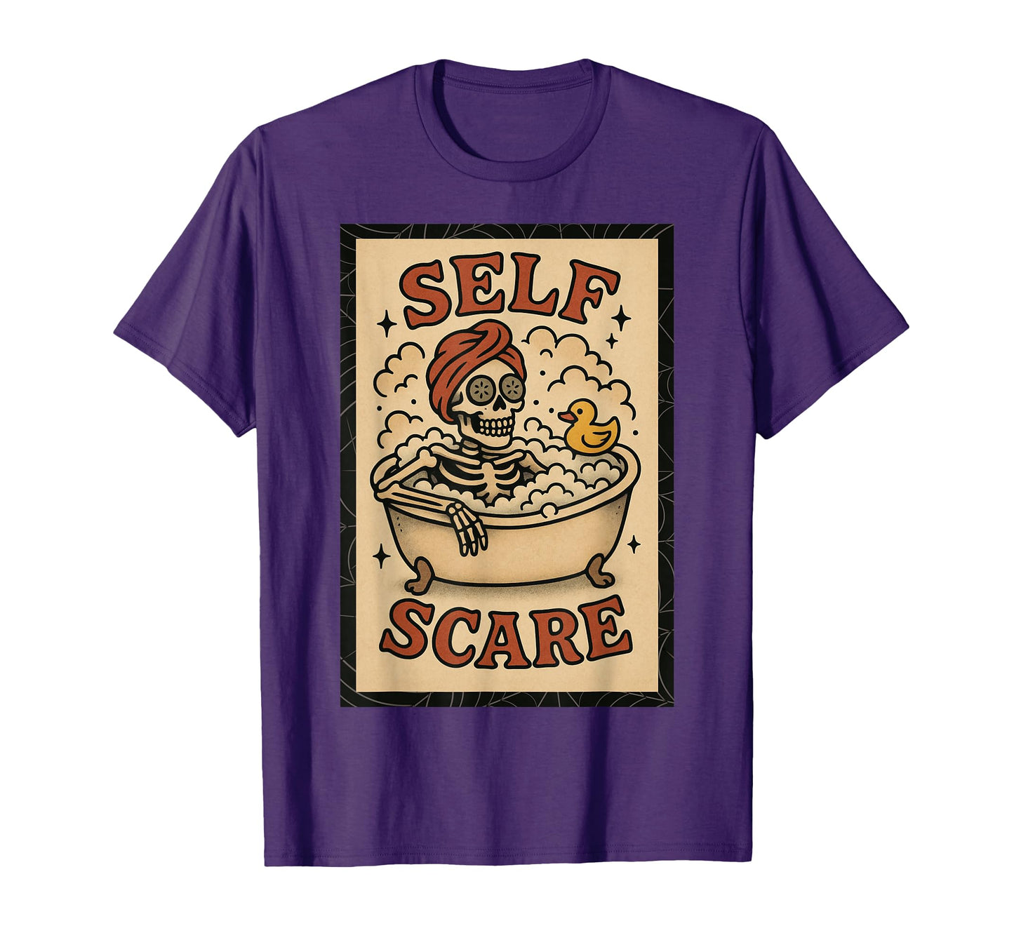 Self Scare Wellness Funny Halloween Spa Novelty Skeleton T-Shirt
