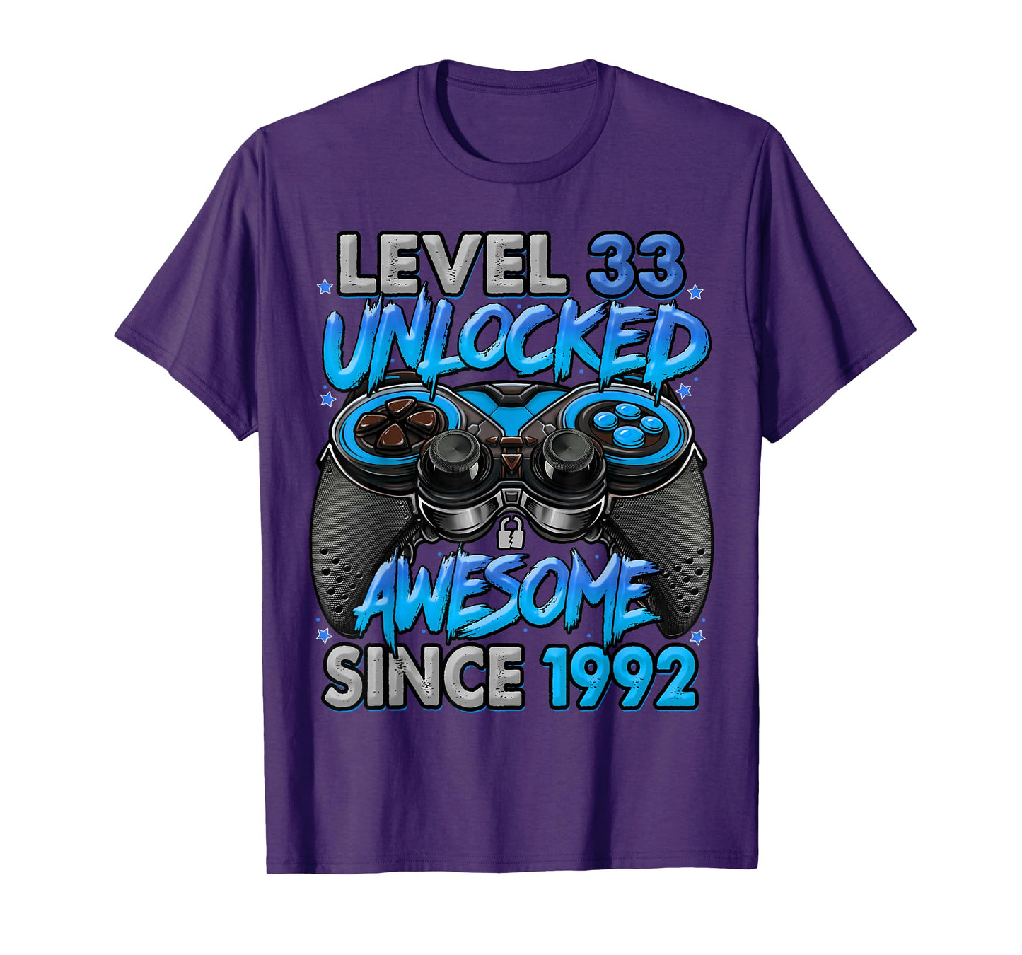 Level 33 Unlocked Awesome Since 1992 33rd Birthday Gaming T-Shirt