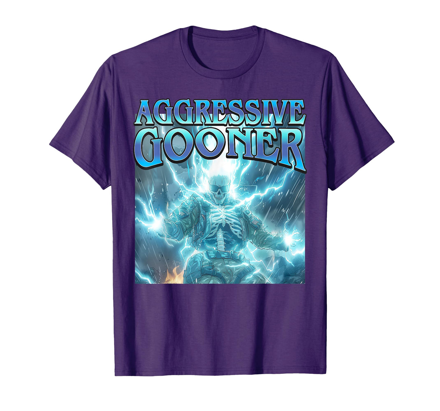 Aggressive Gooner - Funny Hard Lightning Skeleton Meme T-Shirt