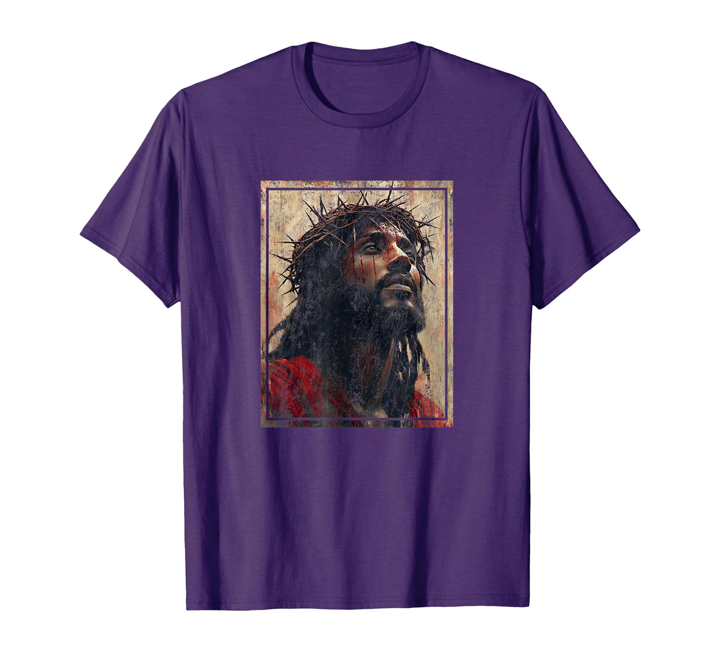 Black Jesus Face Of Jesus Cross With Crown Of Thorns T-Shirt